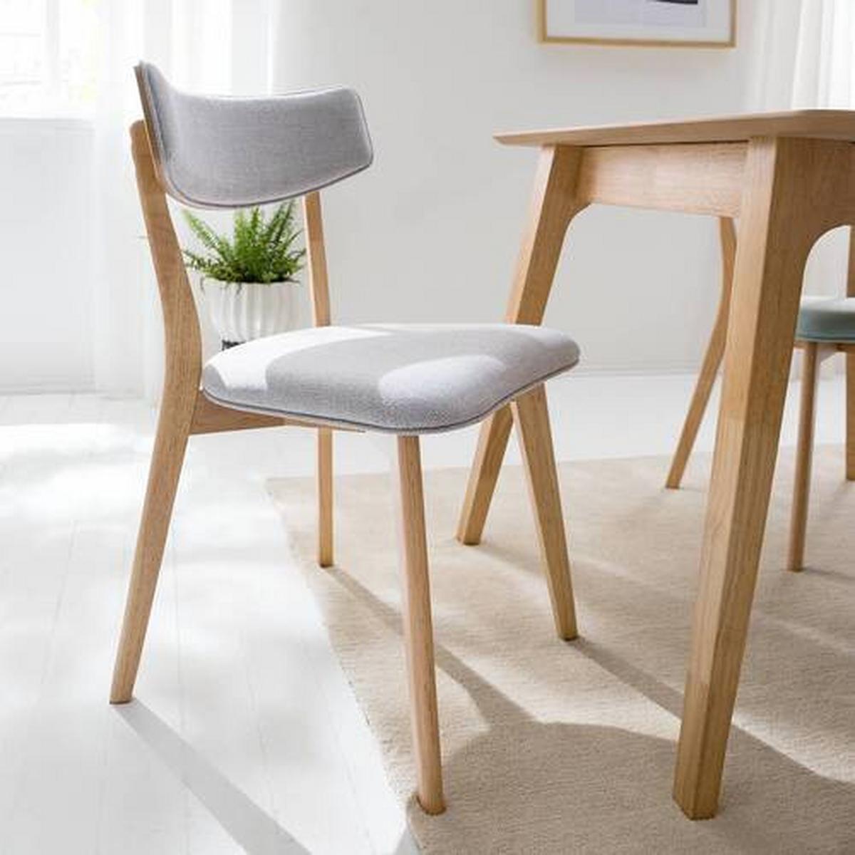 KRZESŁO COLSON - kolor naturalny/jasnoszary, Modern, drewno/tkanina (49.5/80/49.5cm) - home24
