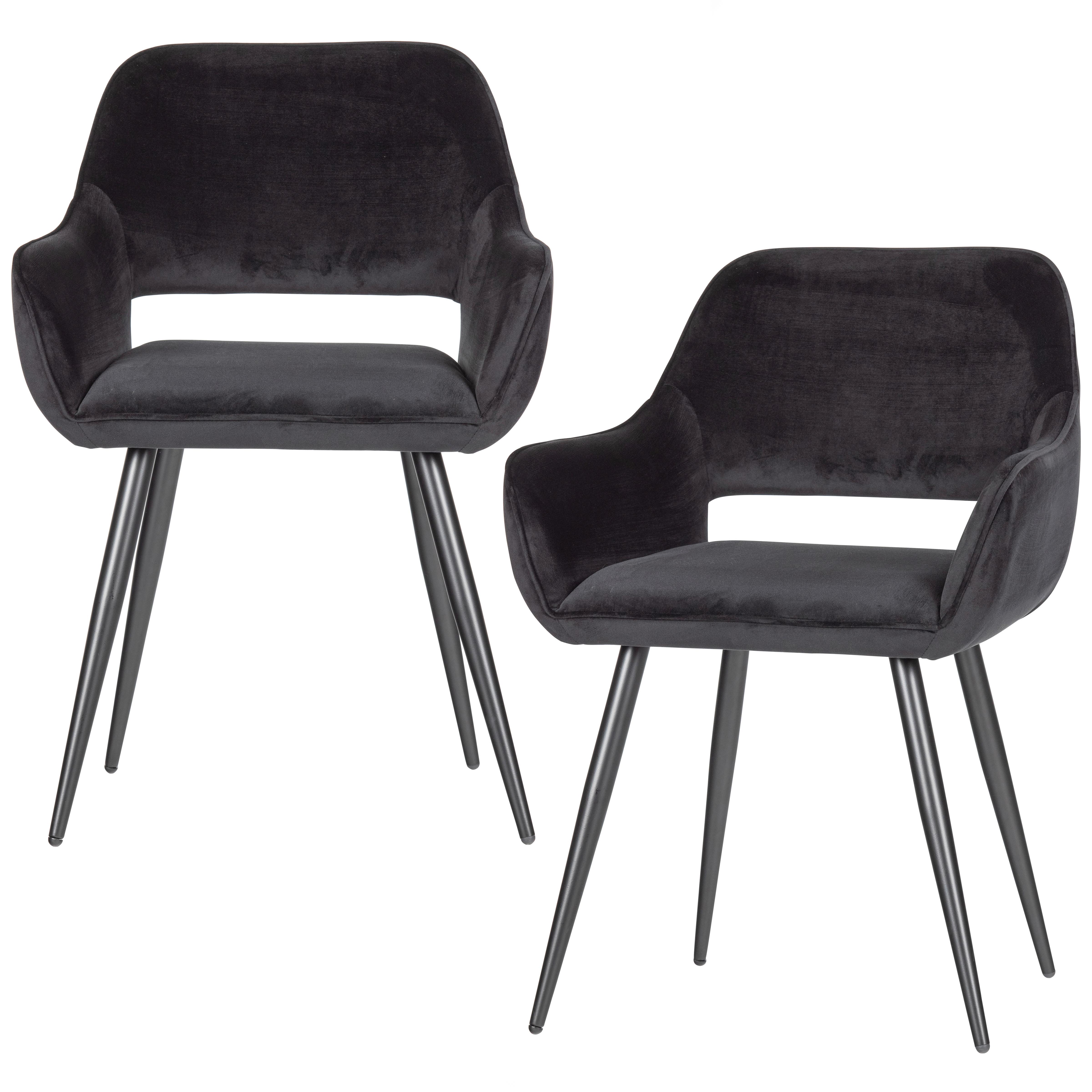 Armlehnstuhl-Set Jel Schwarz B: 60cm - Schwarz, MODERN, Textil/Metall (60/80/57cm) - Livetastic