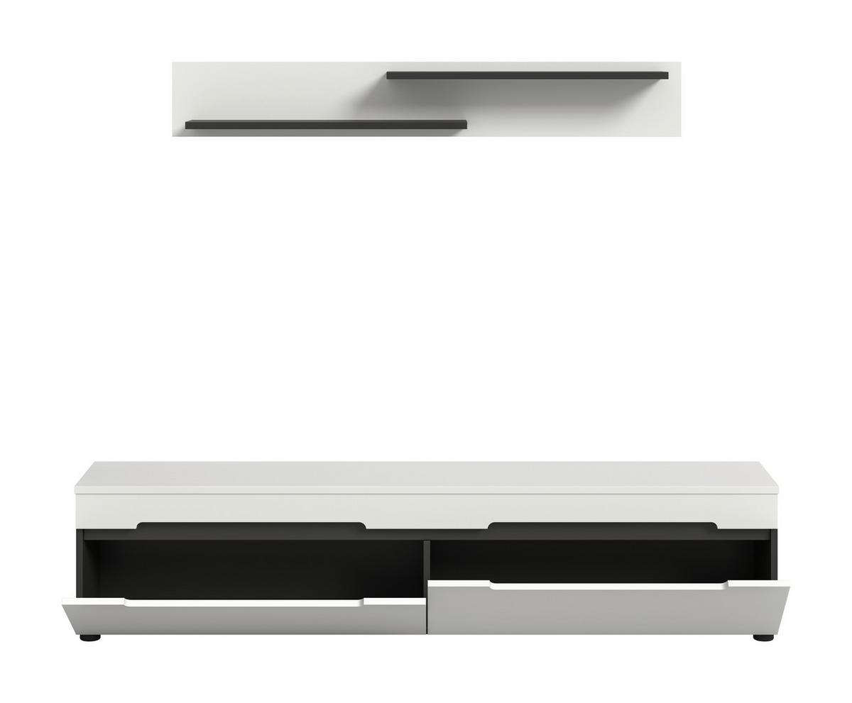 Dnevni Regal Canu, Bela, Siva, 2-Delni - temno siva/črna, Design, umetna masa/leseni material (170/38/33cm) - Livetastic