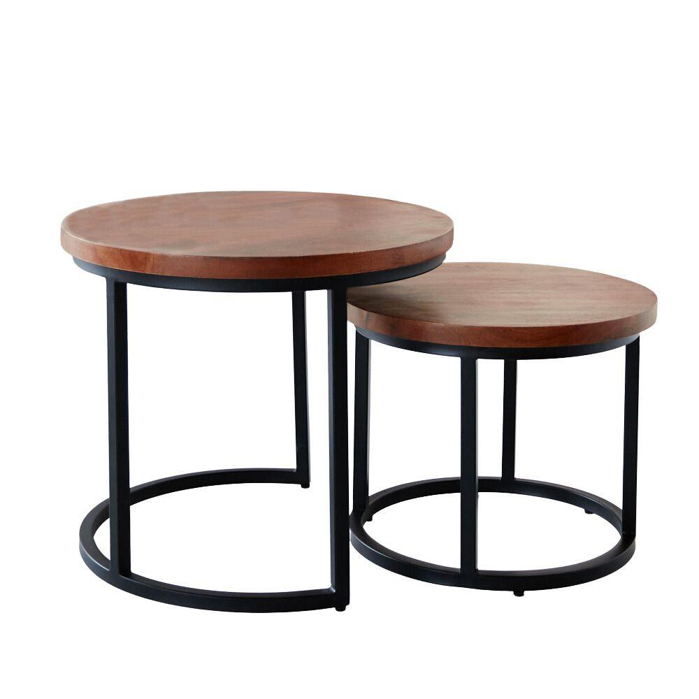 SATZTISCH GIRO - Schwarz/Braun, KONVENTIONELL, Holz/Metall (53/53/45cm) - MID.YOU