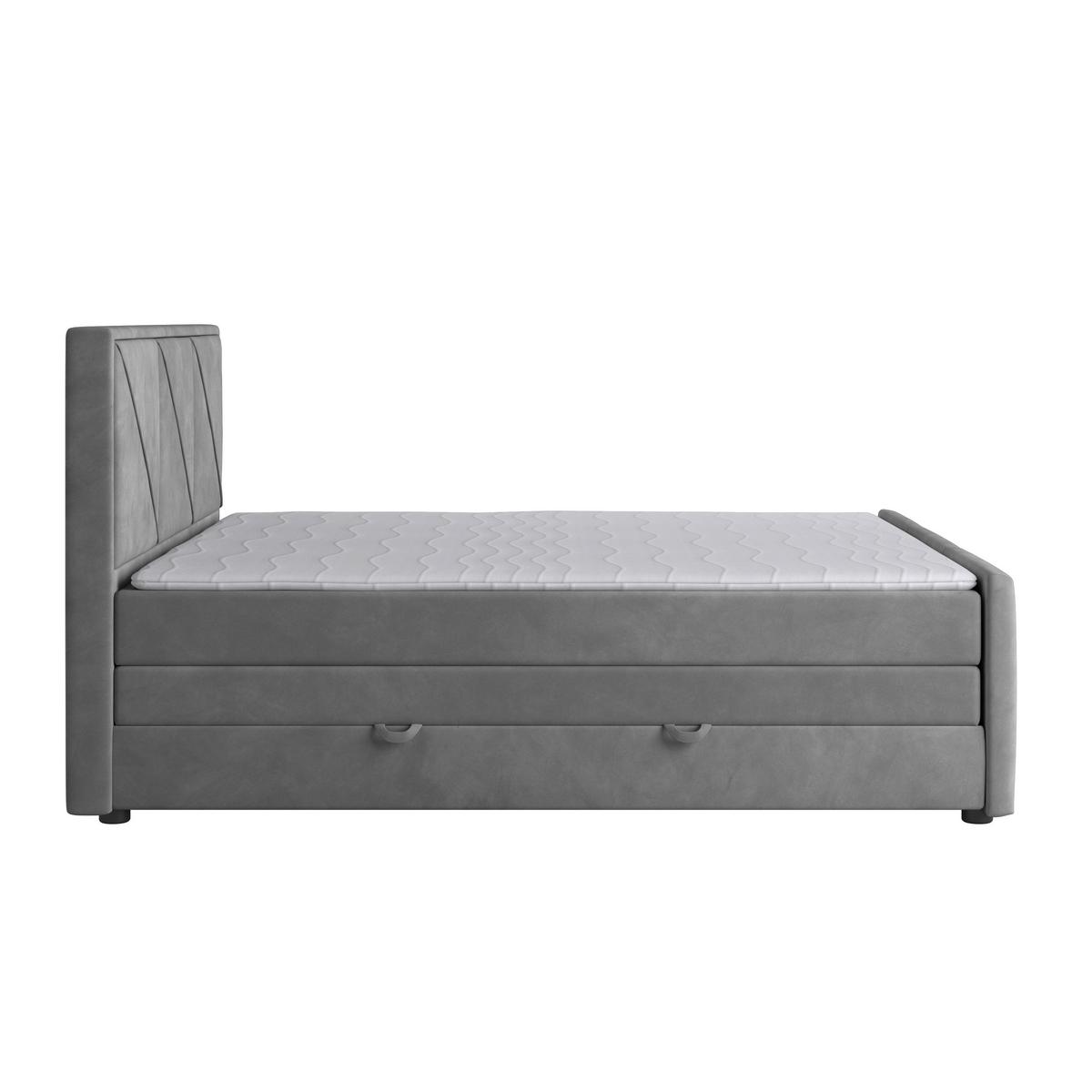 Boxspringbett Bologna ca. 180x200 cm Hellgrau - Hellgrau/Schwarz, MODERN, Holzwerkstoff/Kunststoff (180/200cm) - MID.YOU