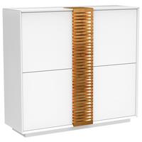 Highboard Weiss/eichefarben - Weiss/Eichefarben, Modern, Holz/Holzwerkstoff (120/123/40cm) - Premium Living