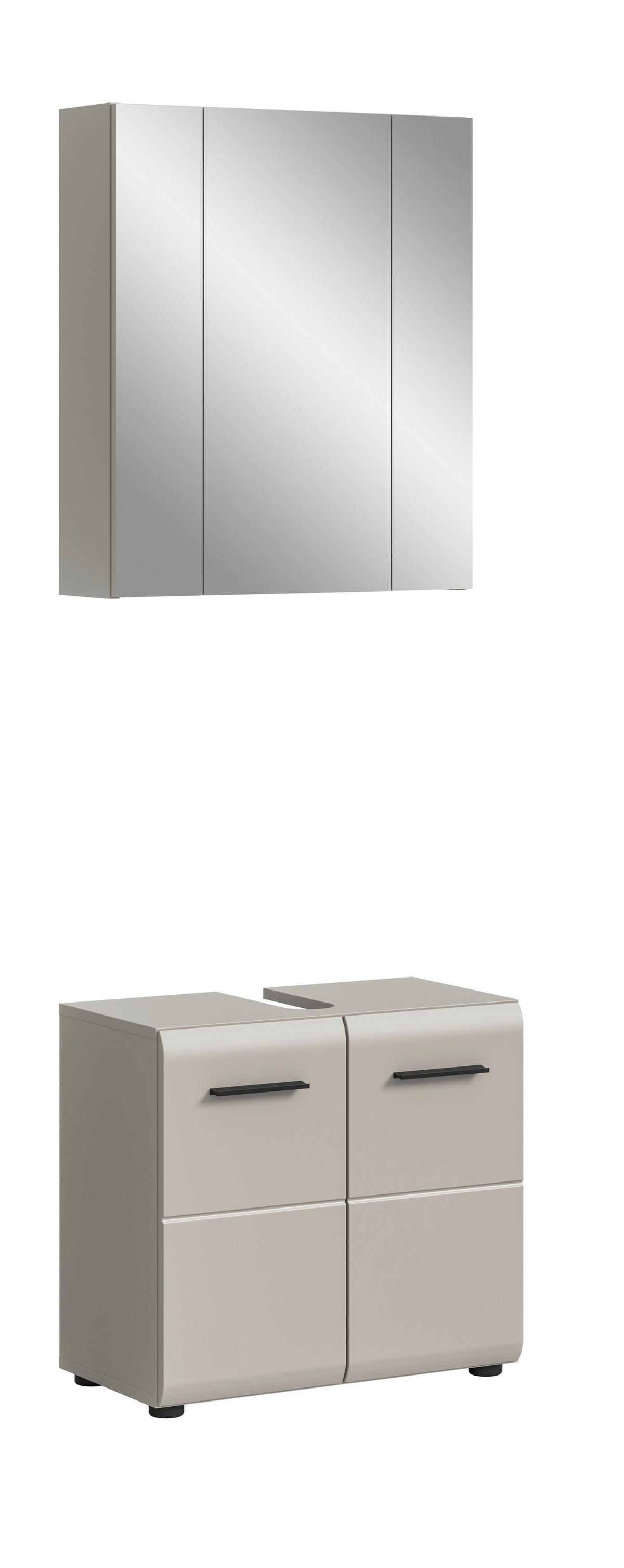 Badezimmer Ice Kaschmir 2-teilig - Kaschmir/Schwarz, Trend, Glas/Holzwerkstoff (60cm) - MID.YOU