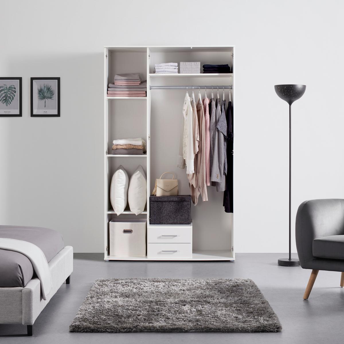 Drehtürenschrank in Weiß - Alufarben/Weiß, KONVENTIONELL, Holzwerkstoff/Kunststoff (119,6/196,3/53,5cm) - Mömax