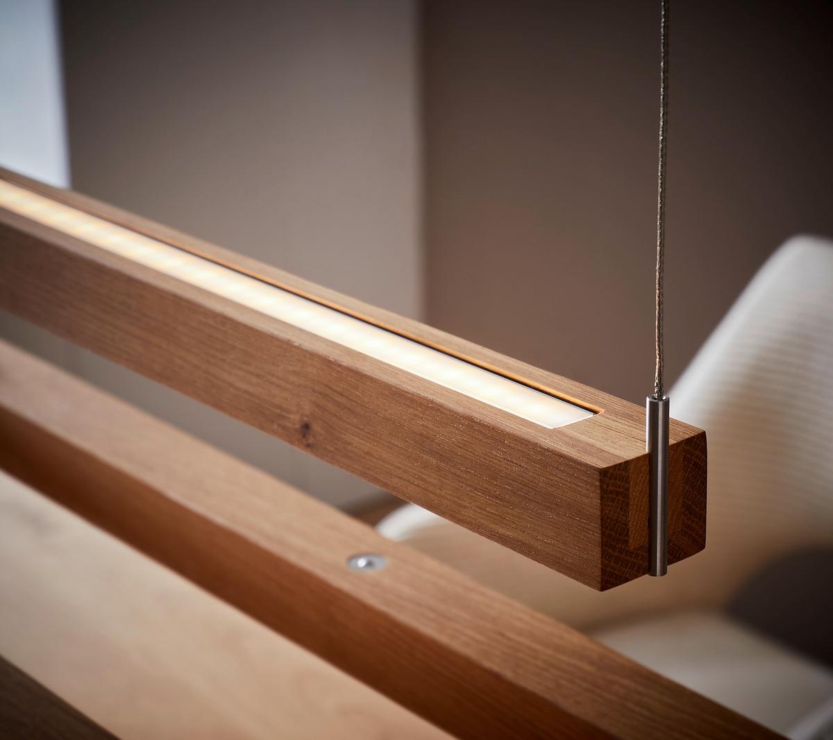 LAMPA WISZĄCA LED 14280UD  AMALIA - kolor dębowy/kolor srebrny, Natur, metal/drewno (122/19,5/95-160cm)