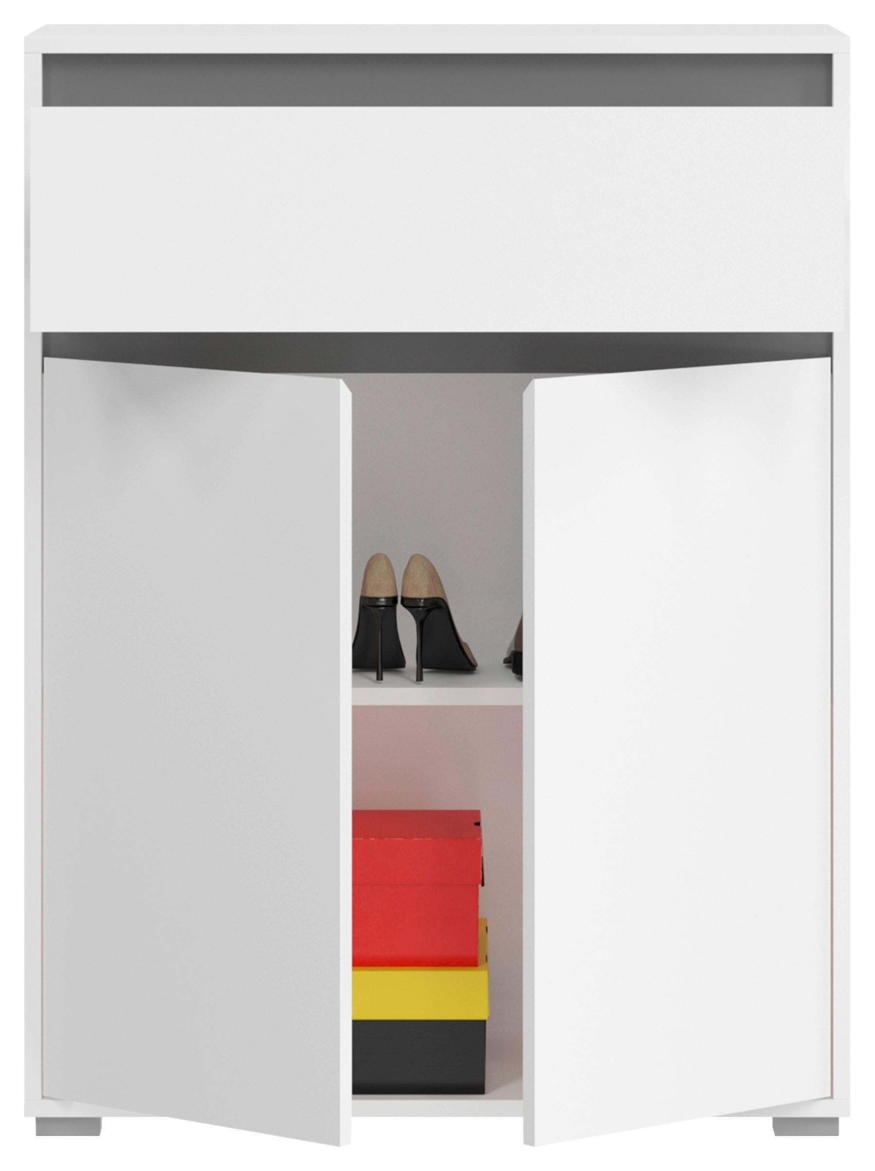 Schuhschrank Torino ca. 76x102x35cm Weiß/Grau - Silberfarben/Grau, KONVENTIONELL, Holzwerkstoff/Kunststoff (76/102/35cm) - MID.YOU