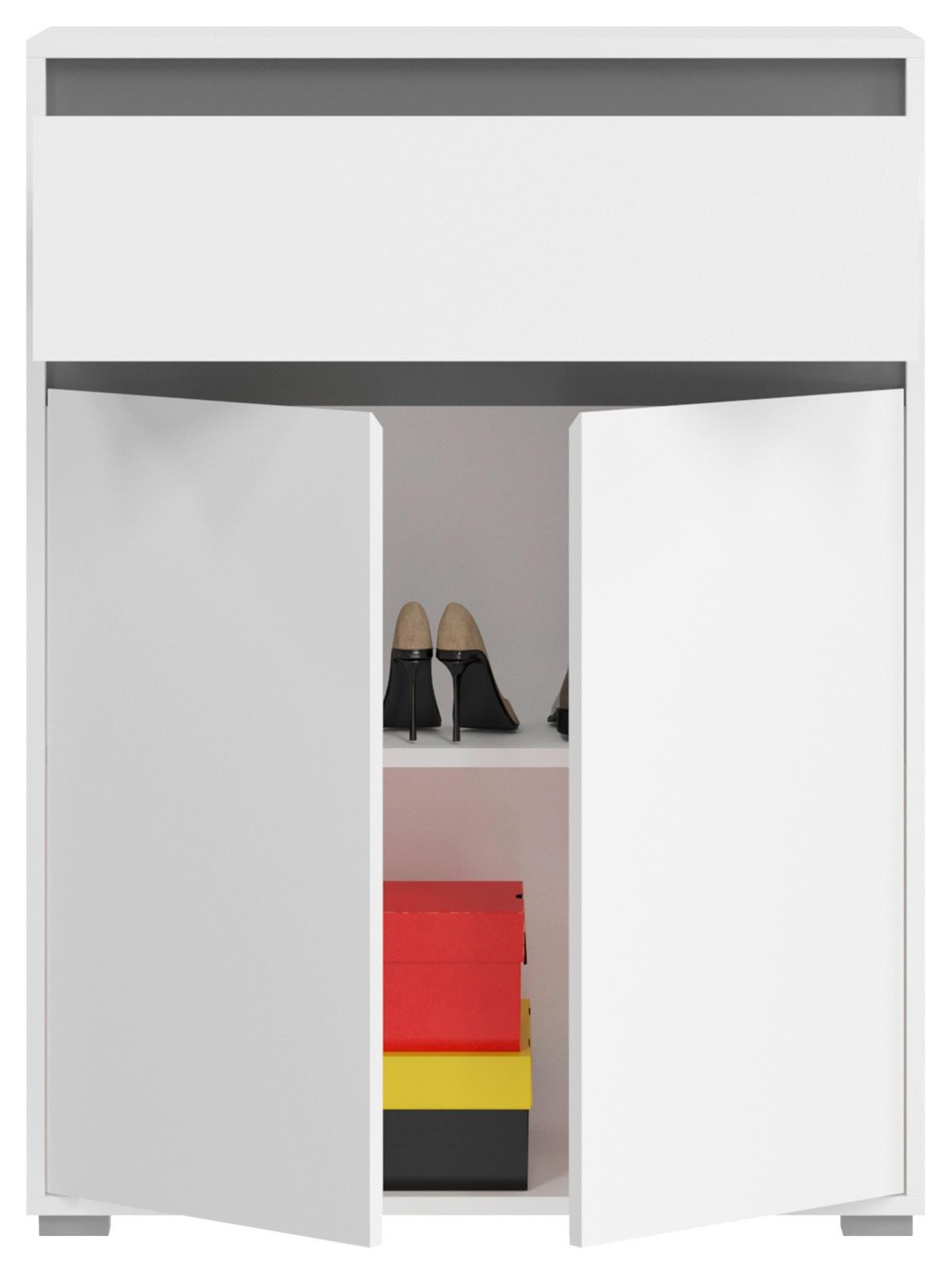 Schuhschrank Torino ca. 76x102x35cm Weiß/Grau - Silberfarben/Grau, KONVENTIONELL, Holzwerkstoff/Kunststoff (76/102/35cm) - MID.YOU