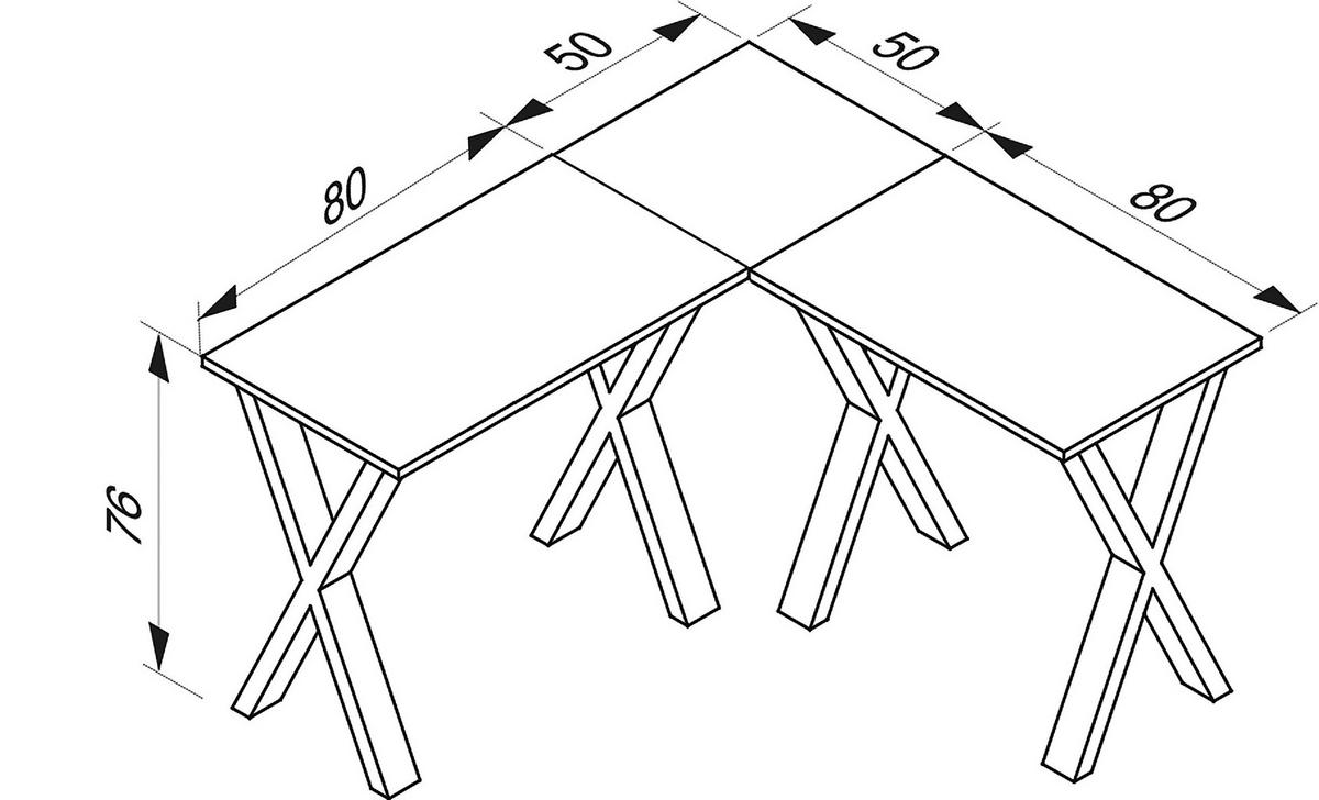 Kotna Pisalna Miza Lona, Bela - bela, Moderno, kovina/leseni material (130/50/76cm) - MID.YOU