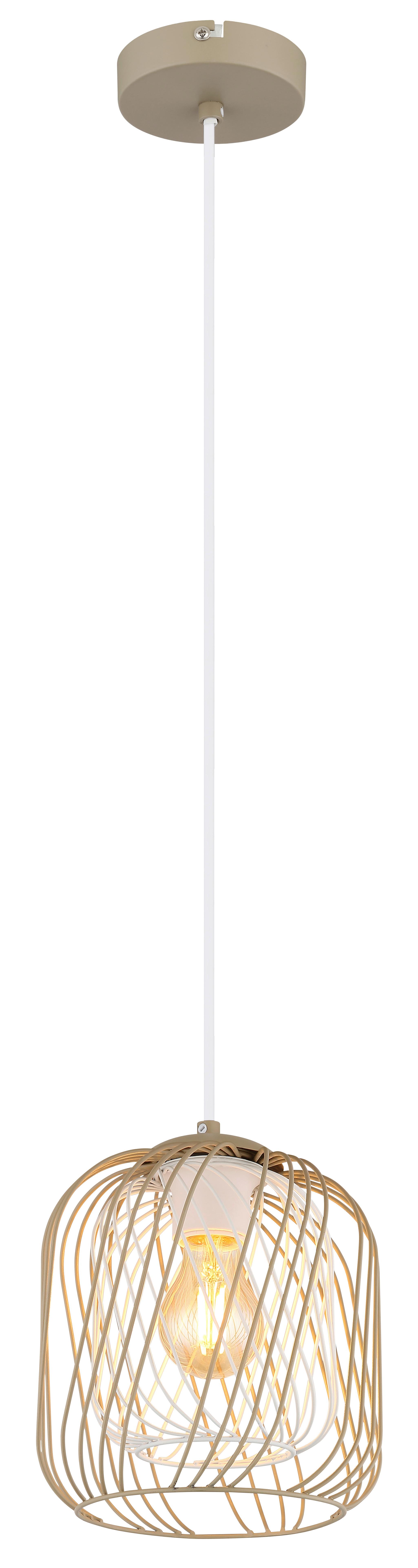 HÄNGELEUCHTE 15965H DICHTI - Sandfarben/Weiss, Basics, Kunststoff/Metall (18/150cm) - Globo