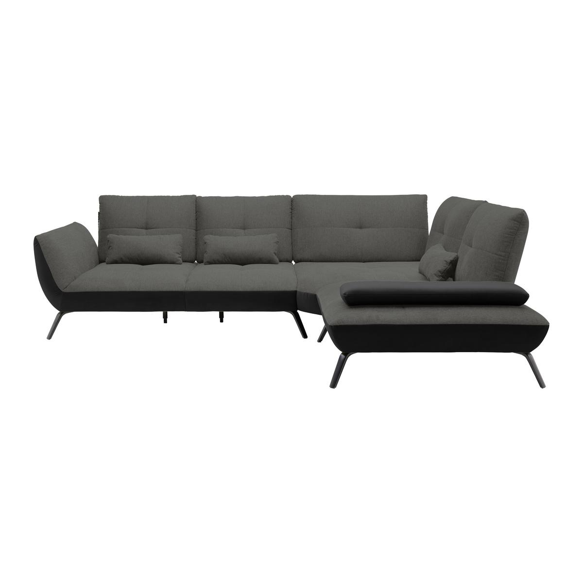 Wohnlandschaft Trendy Anthrazit/Schwarz - Anthrazit/Schwarz, MODERN, Holzwerkstoff/Textil (310/93/250cm) - Premium Living