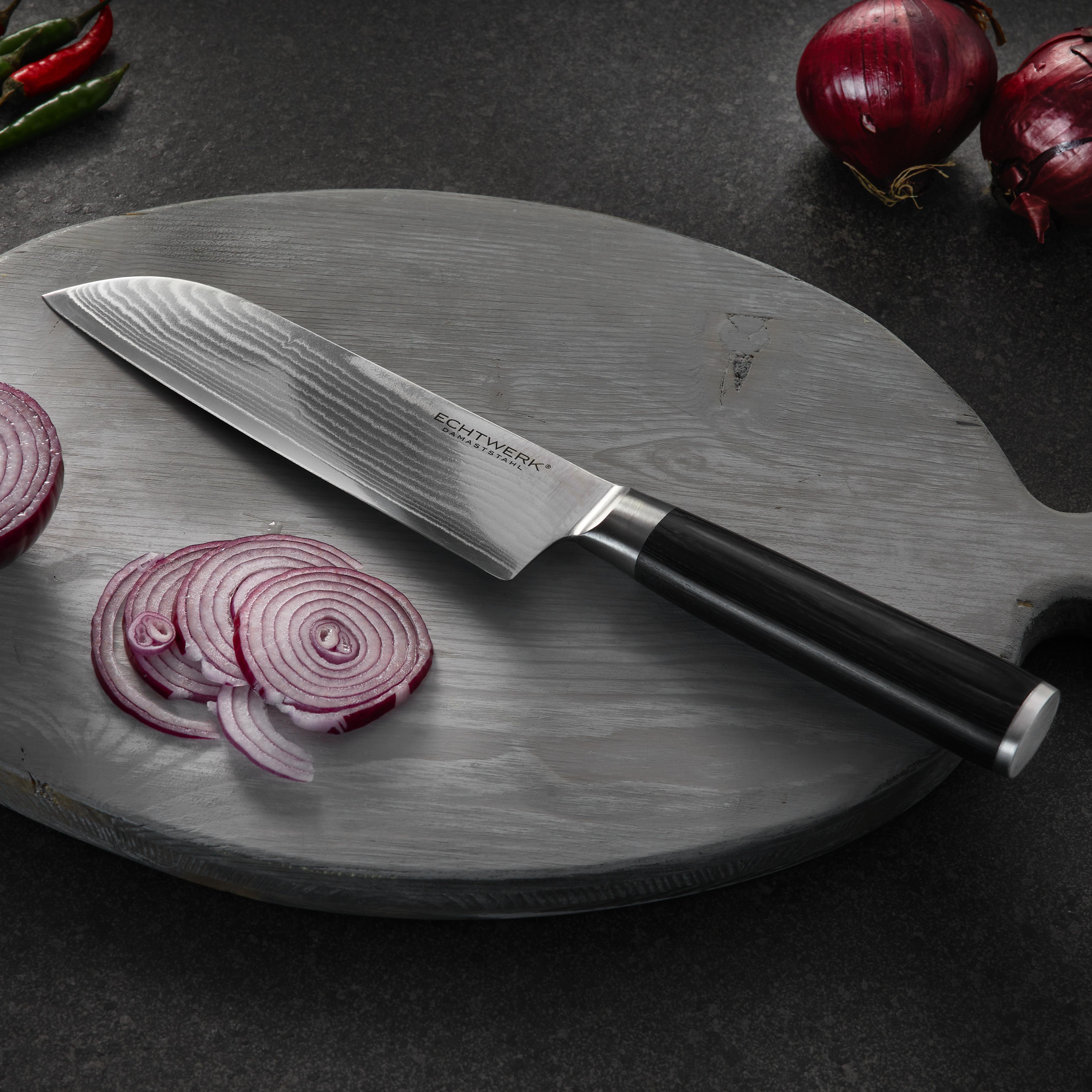 Echtwerk Santokumesser Damaszener - Edelstahlfarben/Schwarz, MODERN, Holz/Metall (30,5cm) - Echtwerk