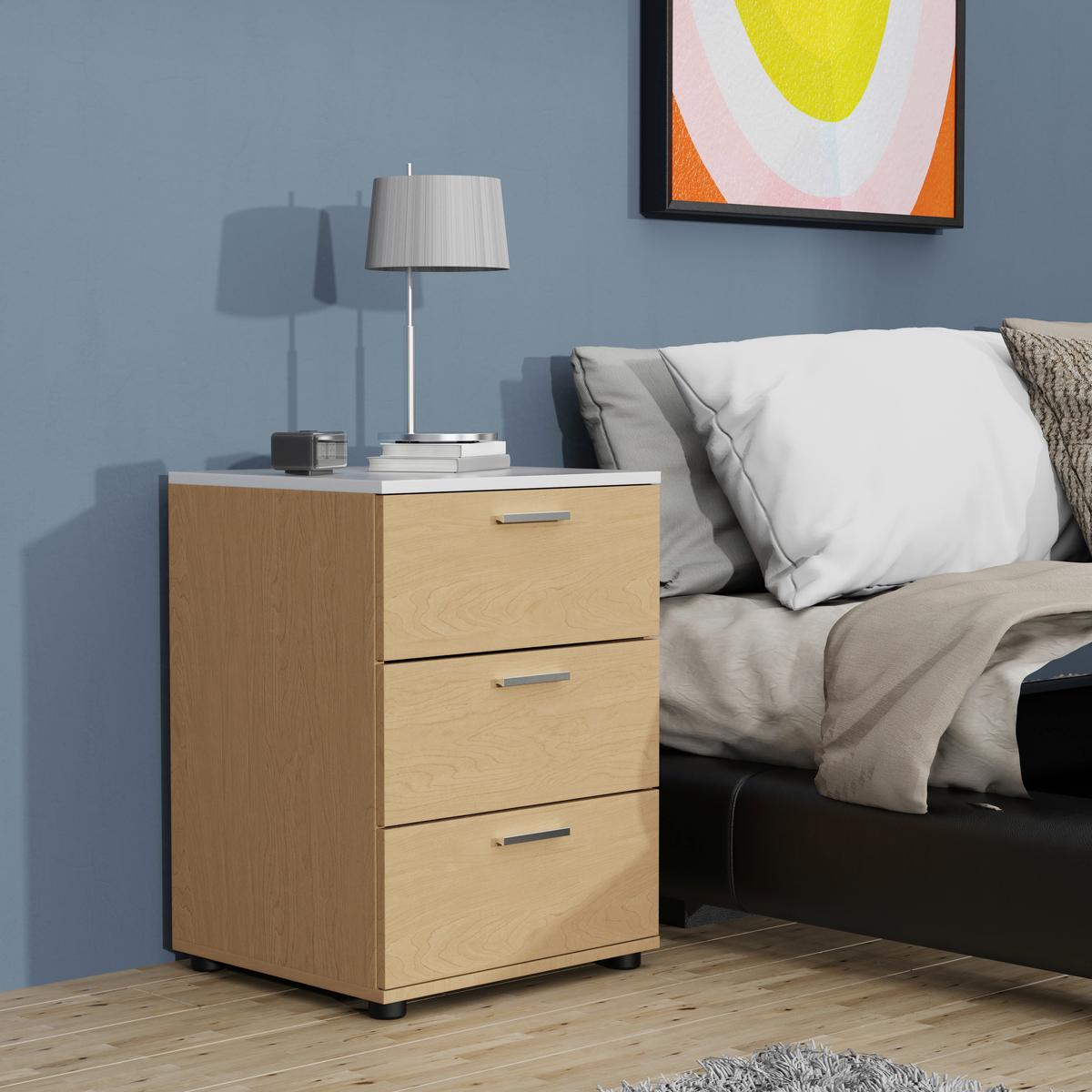 NACHTTISCH TESTALO - Honigeiche/Weiss, Modern, Holzwerkstoff/Kunststoff (46/59/42cm) - MID.YOU