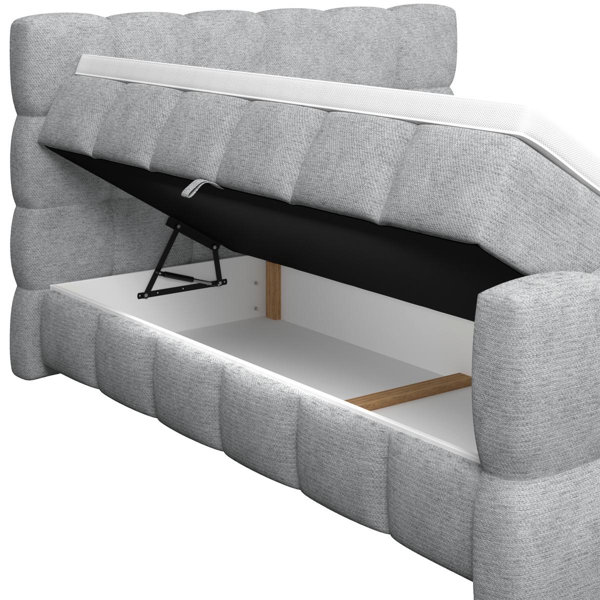 Postelja Boxspring Brisbane, Siva, 160x200 - siva/črna, Trend, kovina/umetna masa (160/200cm) - Premium Living