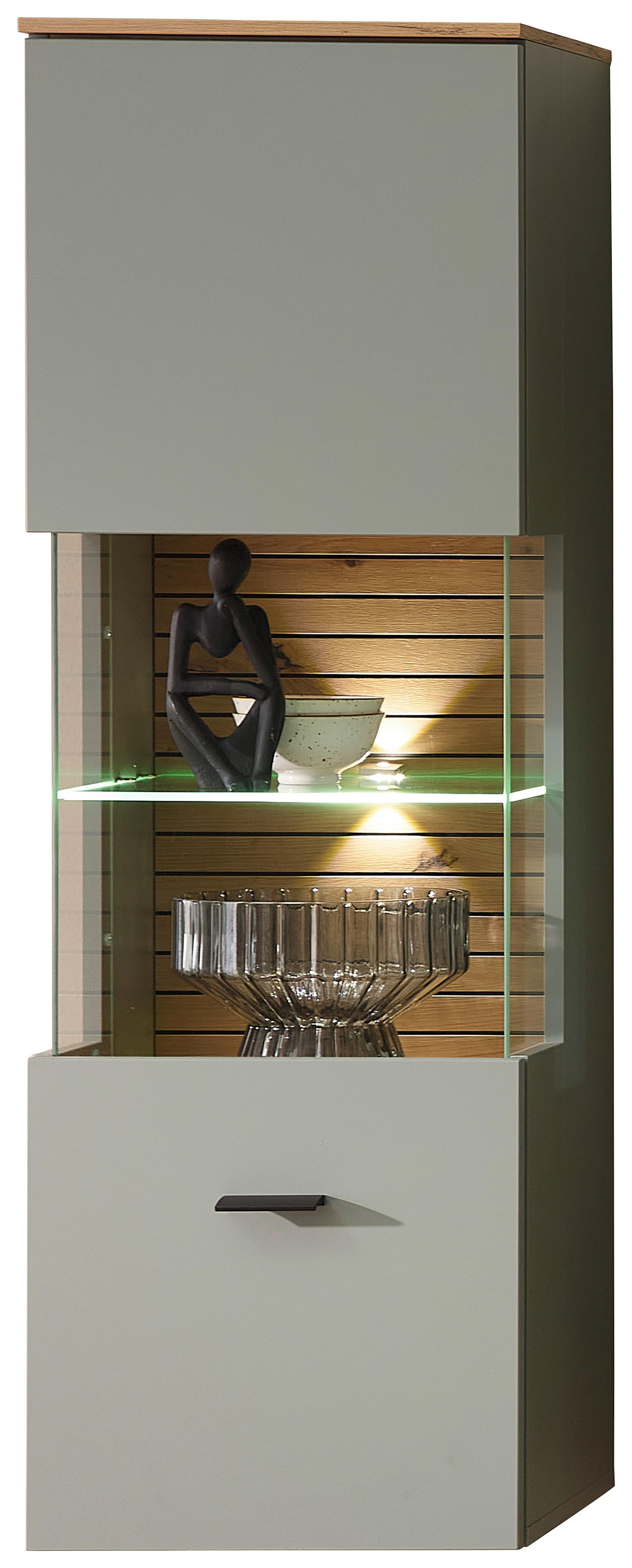 Hängevitrine Memphis Grün/Eiche Artisan - Schwarz/Eiche Artisan, MODERN, Holzwerkstoff/Metall (40/124/36cm) - Premium Living
