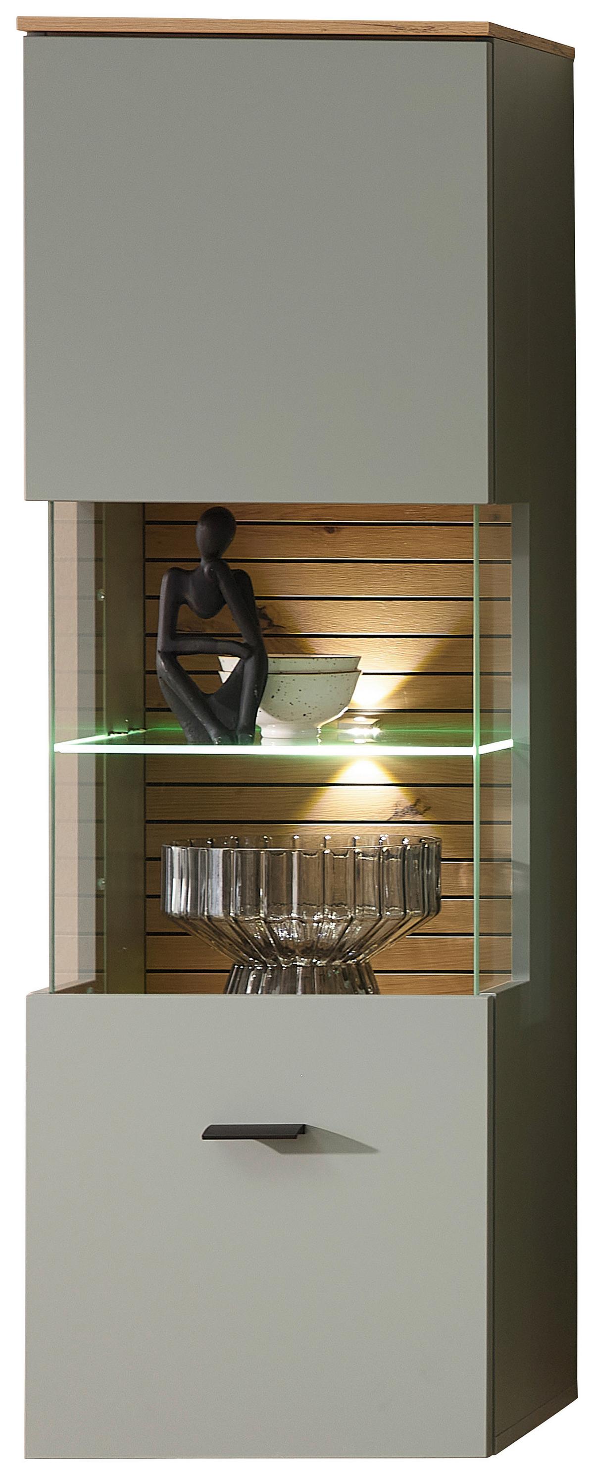 Hängevitrine Memphis Grün/Eiche Artisan - Schwarz/Eiche Artisan, MODERN, Holzwerkstoff/Metall (40/124/36cm) - Premium Living