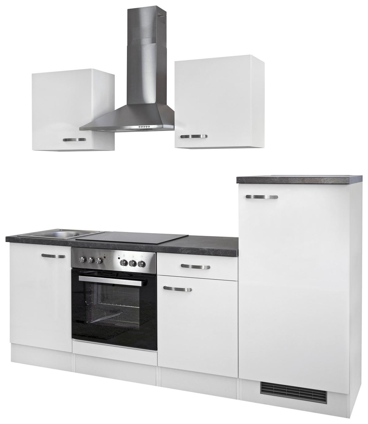 Kuhinjski Blok Z Aparati Alba, Bela - barve nerjavečega jekla/bela, Moderno, kovina/leseni material (220/200/60cm) - FlexWell