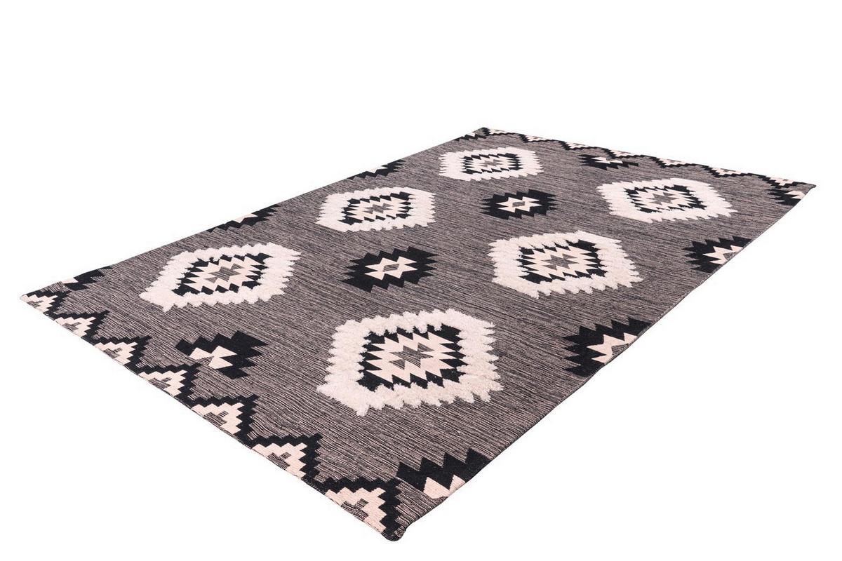 FLACHWEBETEPPICH ETHNIE 400 GRAU 120CM X 170CM - Grau, Design, Textil (120/170cm) - Novel