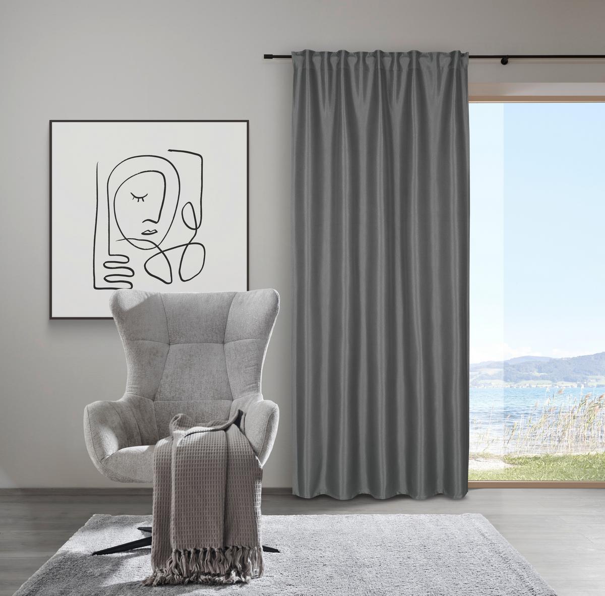 Verdunkelungsvorhang Roman in Anthrazit ca. 135x255cm - Anthrazit, MODERN, Textil (135/255cm) - Premium Living