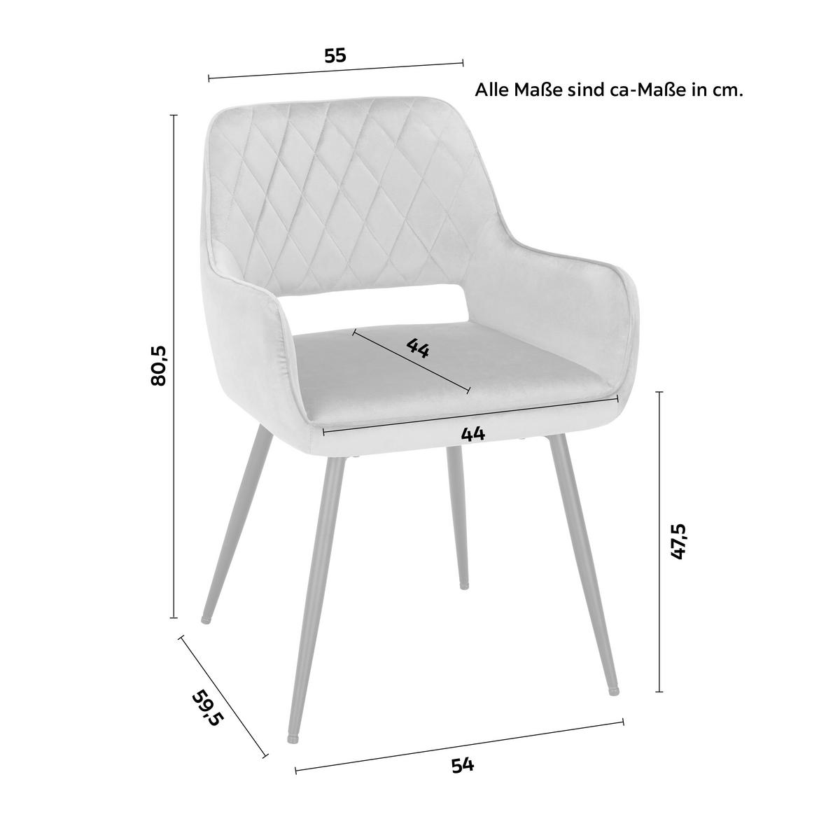Stuhl Serafina in Grau - Schwarz/Grau, Modern, Holz/Textil (55/80,5/59,5cm) - Based