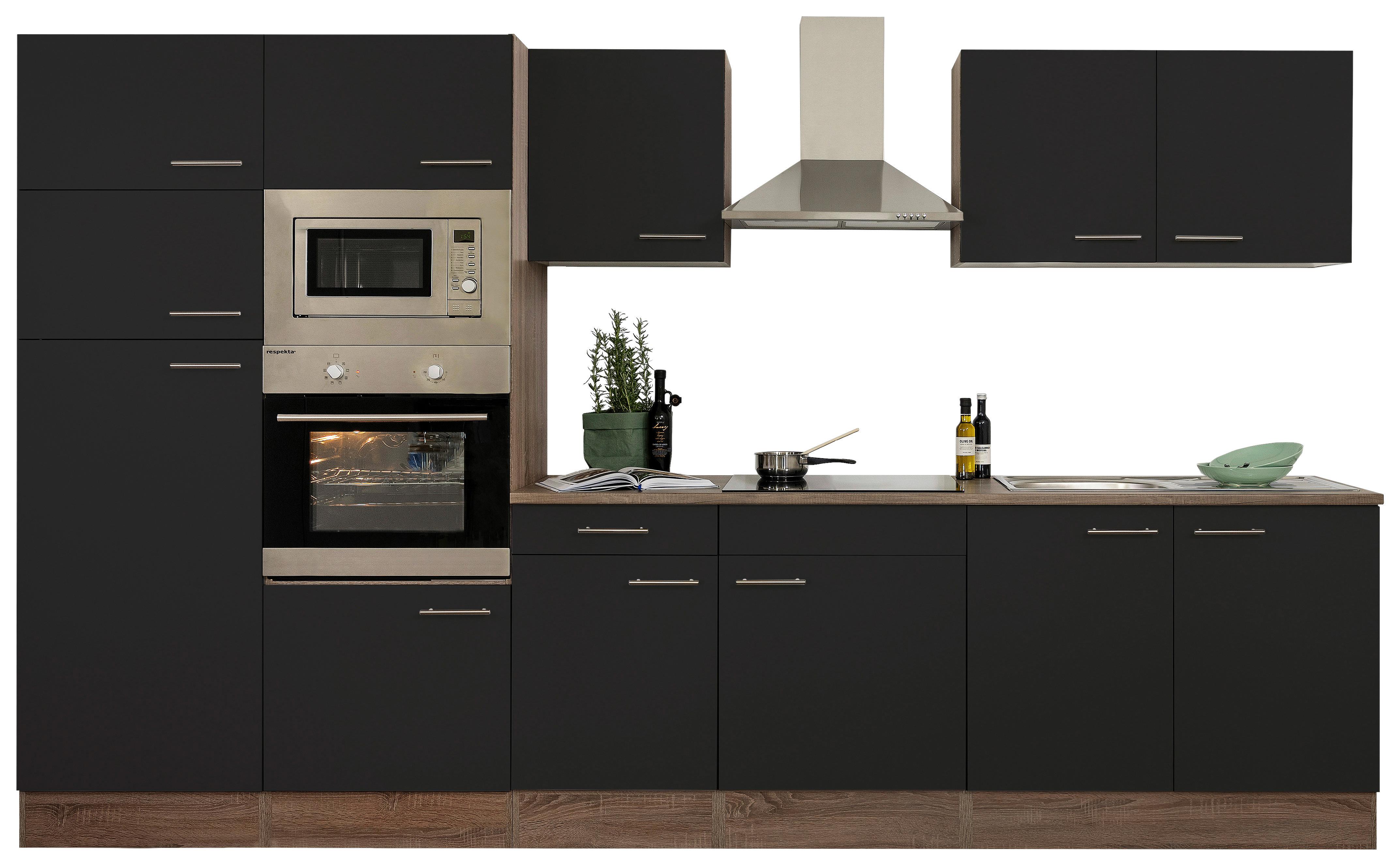 Küchenleerblock LBKB330EYSMIGKE - Edelstahlfarben/Eichefarben, Basics, Holzwerkstoff/Metall (330cm) - Respekta