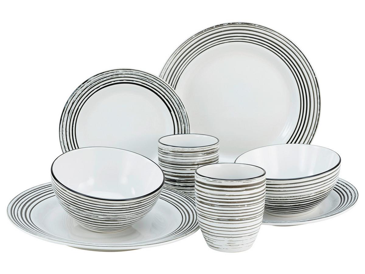 Kerámia Étkészlet La Gomera Blanca - fekete/fehér, Basics, kerámia - Creatable
