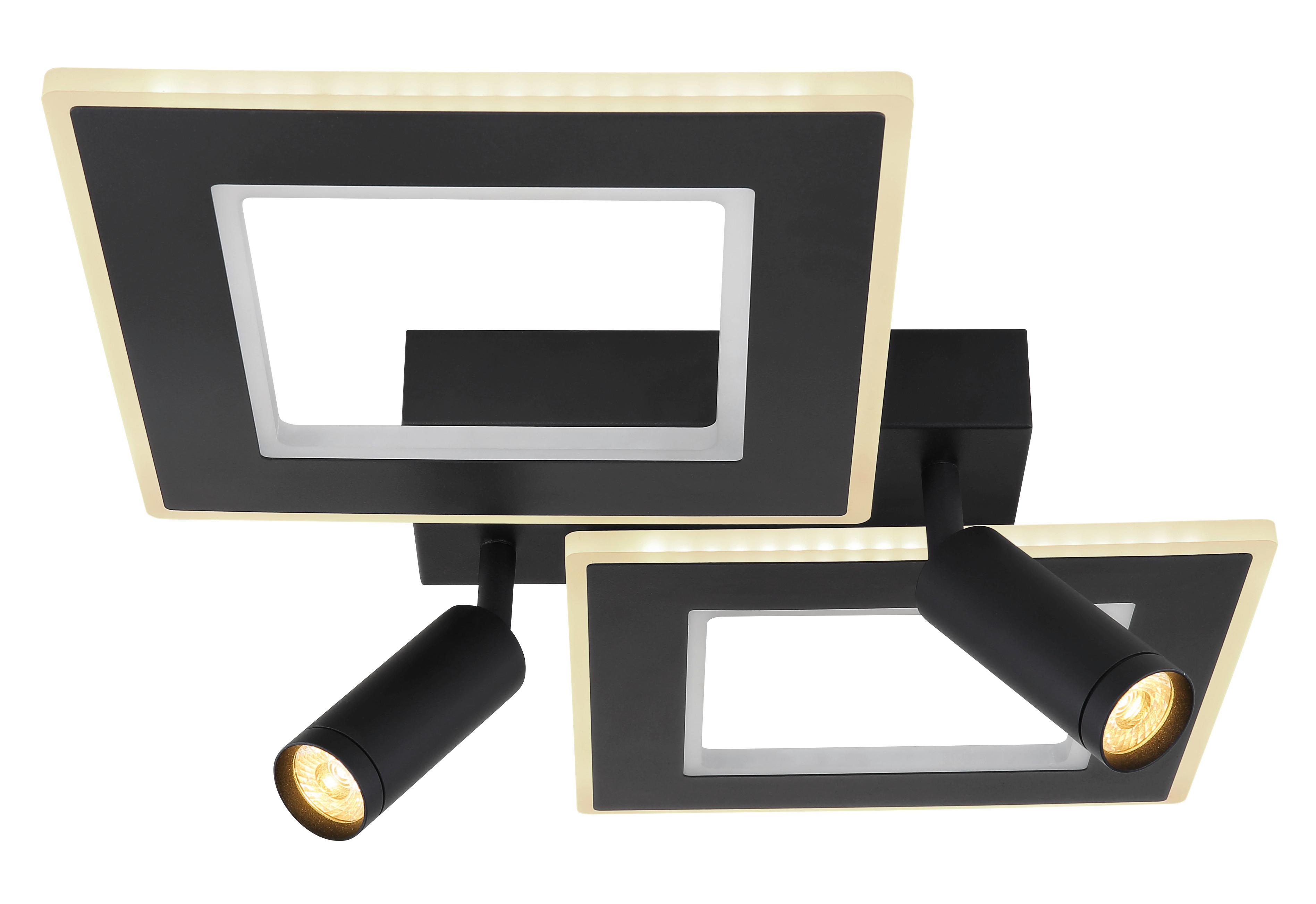 LED-Deckenleuchte Marian Opal/Schwarz max. 40 Watt - Opal/Schwarz, Design, Kunststoff/Metall (54/41/11,5cm) - Globo