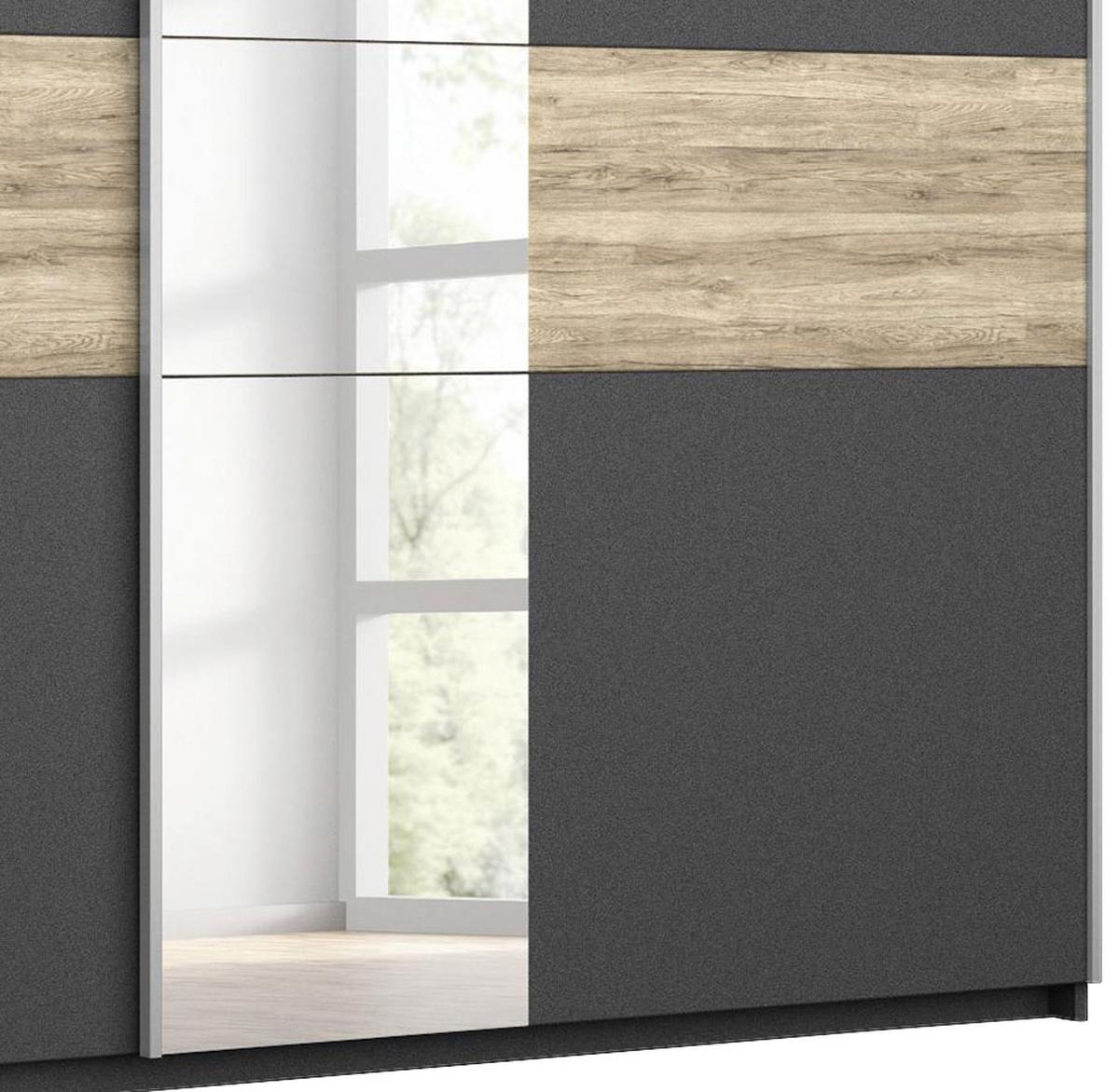 DULAP USI CULISANTE BORNEO - gri închis/culoare lemn stejar, Basics, sticlă/material pe bază de lemn (218/210/59cm) - Modern Living