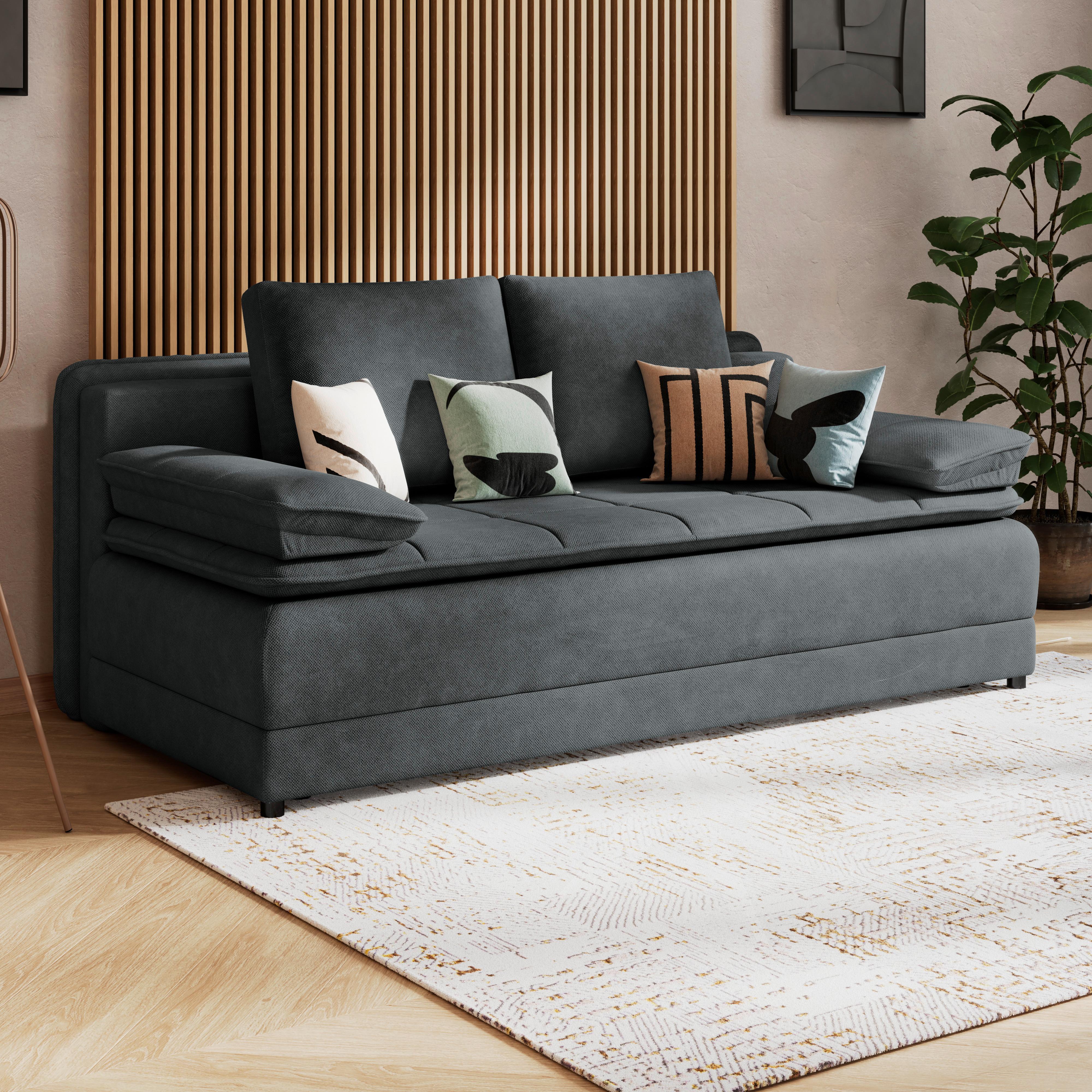 Trosjed Na Razvlačenje Alice - boje grafita/crna, Moderno, tekstil/plastika (202/73-92/105cm) - Modern Living