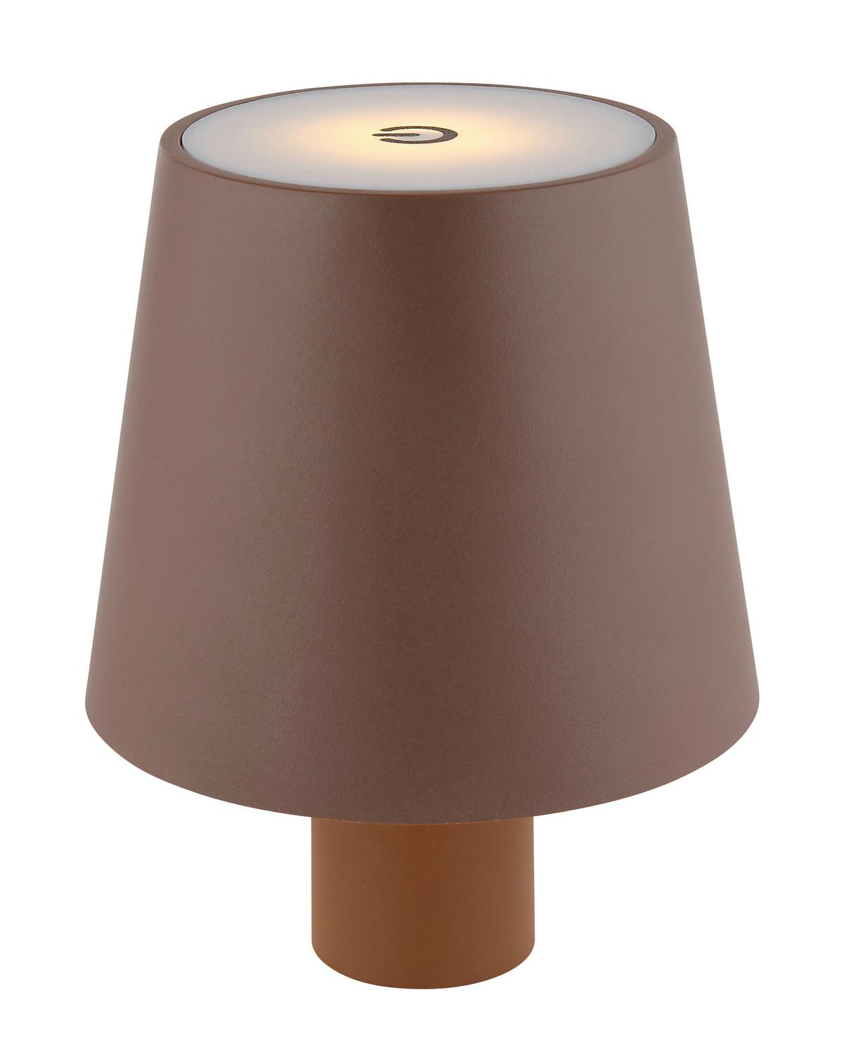 Akku-Tischleuchte Vannie Braun max. 3 Watt - Weiss/Braun, Trend, Kunststoff/Metall (10,6/13cm) - Globo
