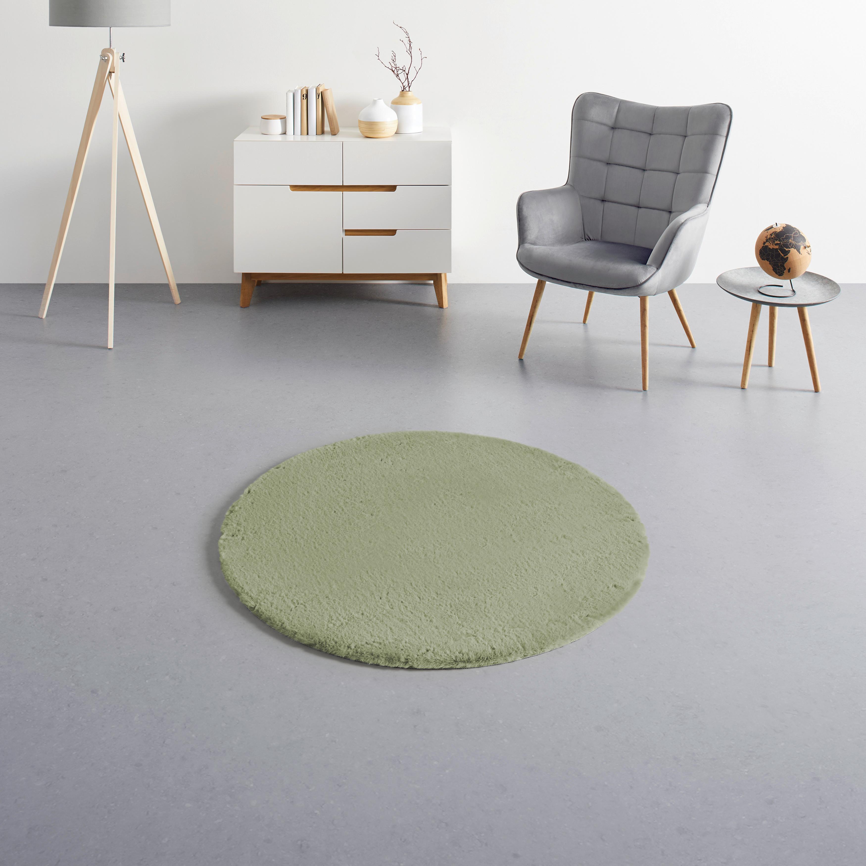 Kunstfell Caroline 5 Salbeigrün Ø ca. 120cm - Salbeigrün/Hellgrün, Modern, Textil (120cm) - Mömax