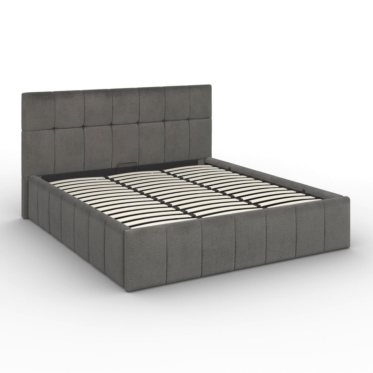 Kárpitozott Ágy Kaia - natúr színű/szürke, Modern, textil/fa (180/200cm) - Bessagi Home