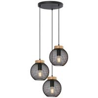 Viseča Svetilka 15663-3h - črna/rjava, Basics, kovina/les (44/120cm) - Globo