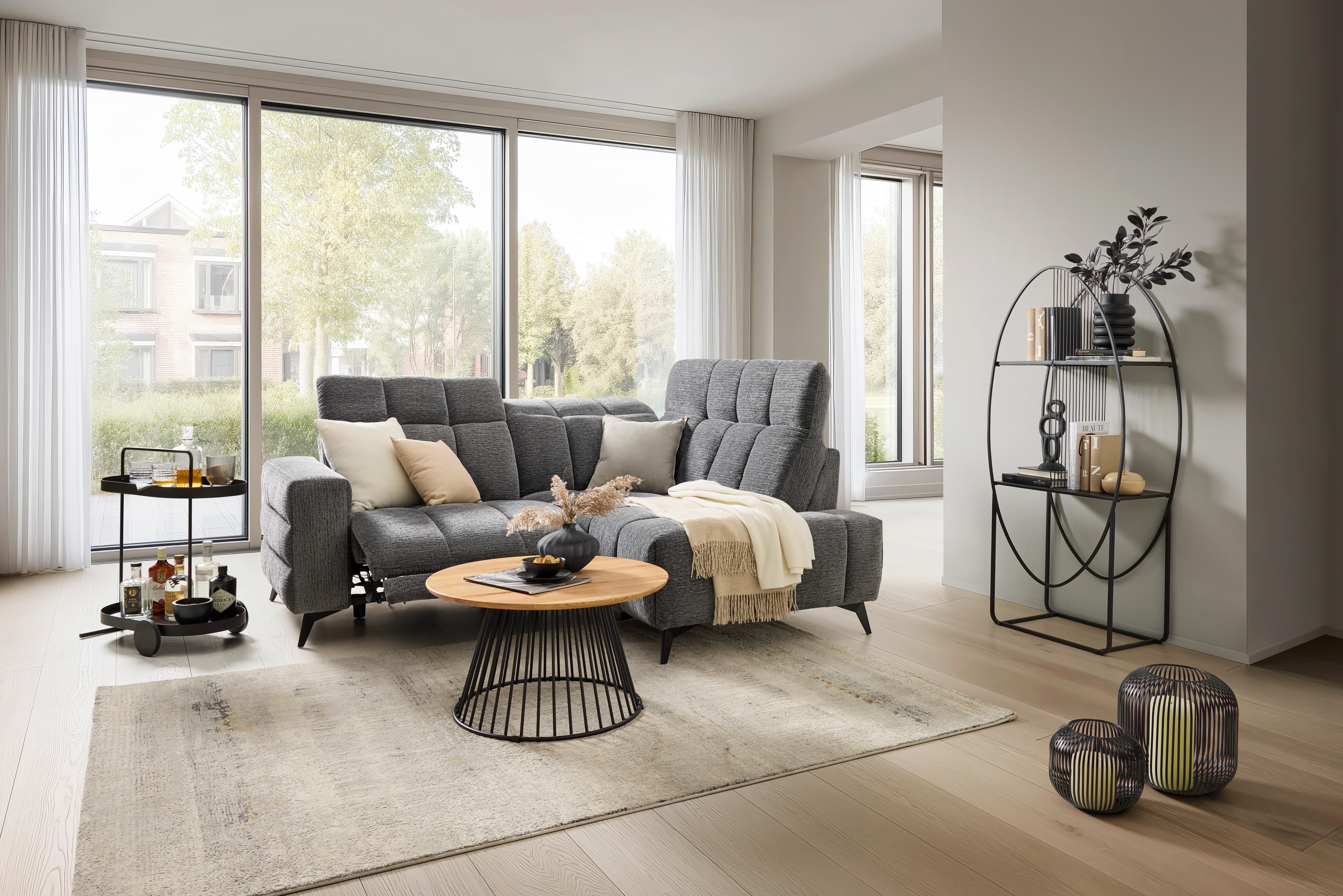 SOFFA PARIS - mörkgrå/svart, Klassisk, metall/trä (215/85/182cm) - Mömax
