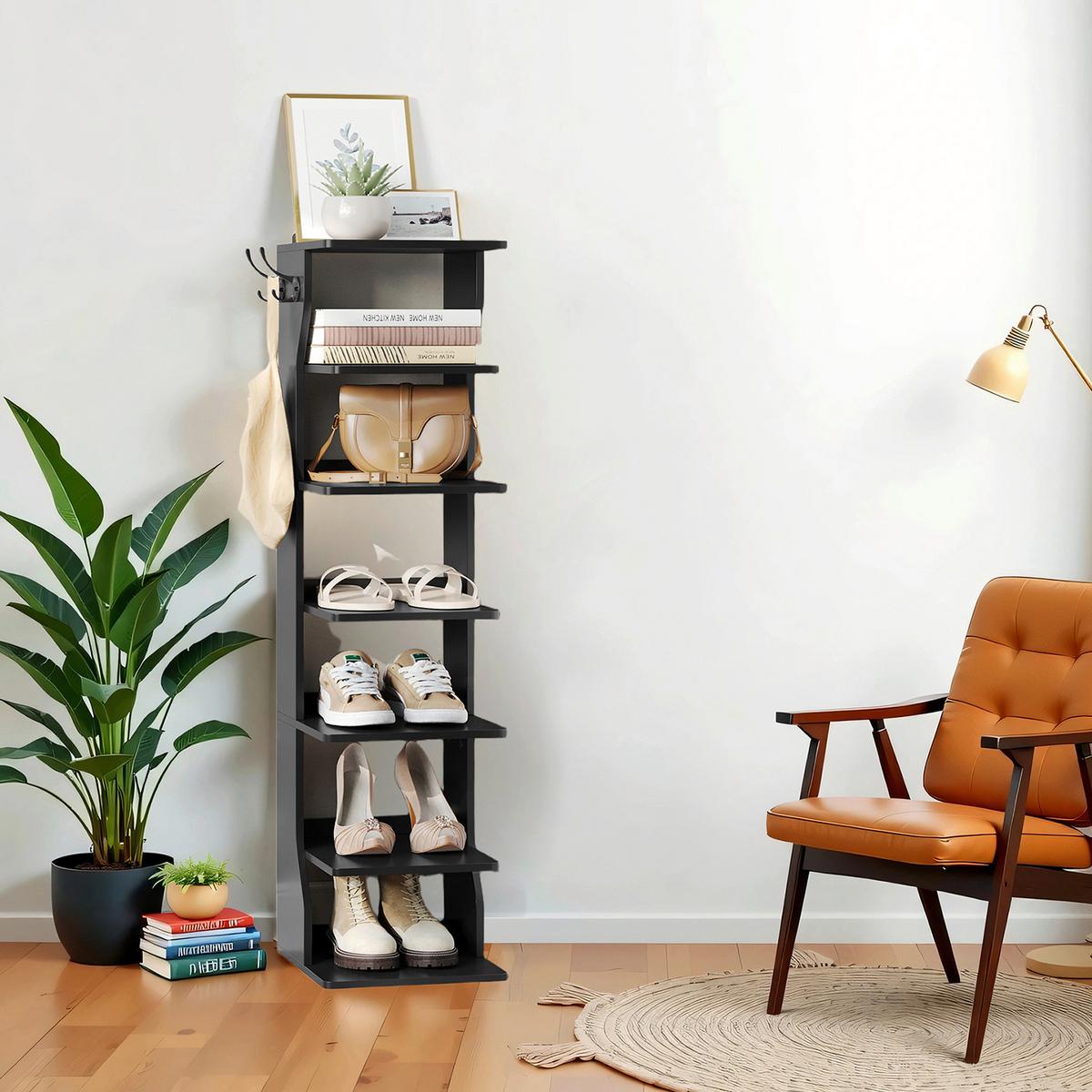 SCHUHREGAL SHOE RACK - Schwarz, MODERN, Holzwerkstoff/Metall (26,4/110,4/30cm) - MID.YOU
