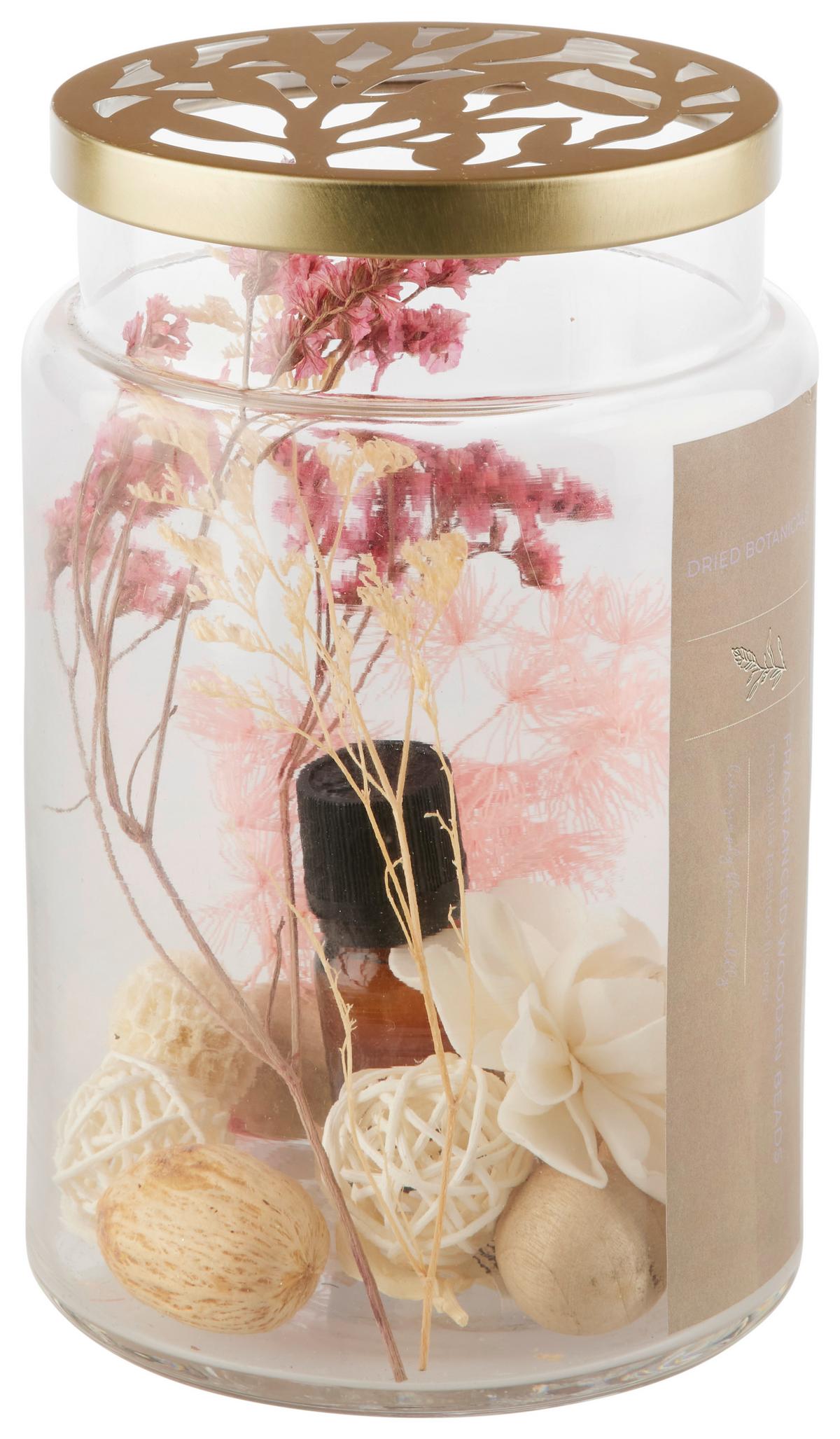 Potpourri Üvegben Fiore - pink/rózsaszín, Romantik / Landhaus, Üveg/természetes anyagok (11,3/17,5cm) - Modern Living