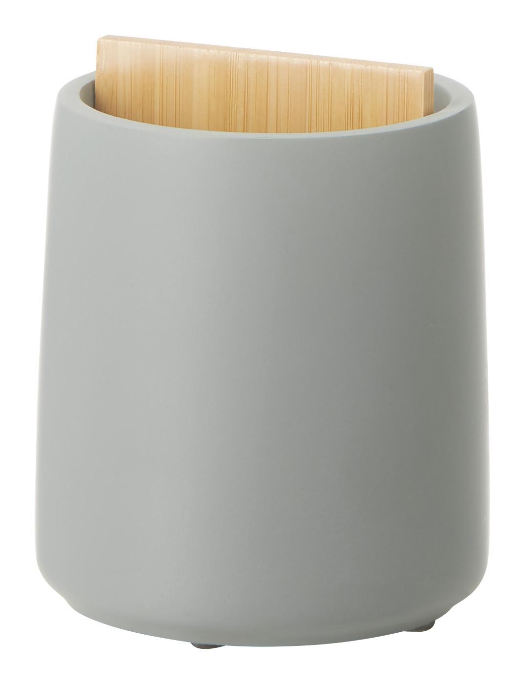 Suport pentru periuța de dinți Kim - culoare natur/gri, lemn/piatră (8/10,5cm)