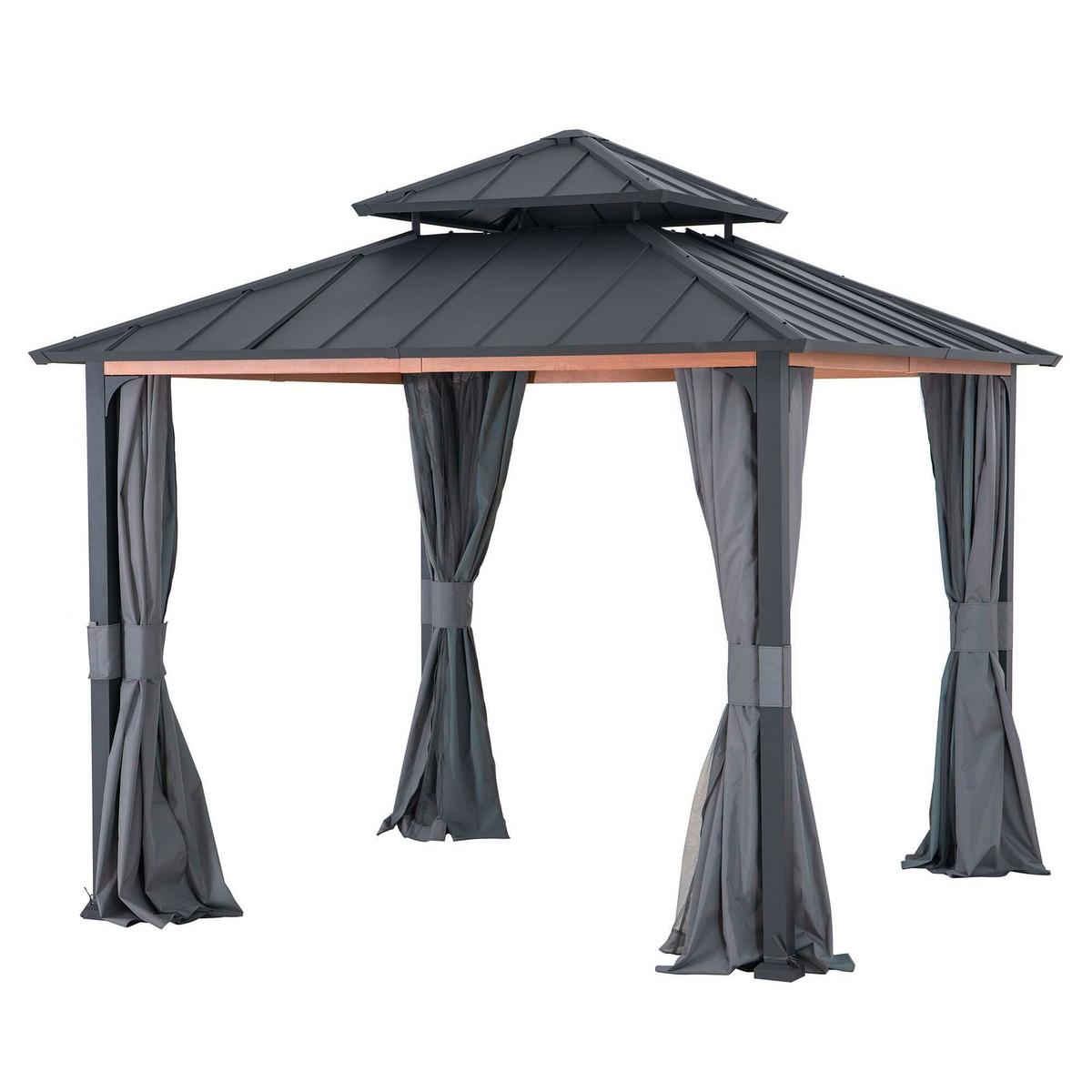 Pavillon-Seitenteil Gazebo Vorhang für 300x300cm, 4 Stk. - Grau, Basics, Kunststoff (265null) - Modante