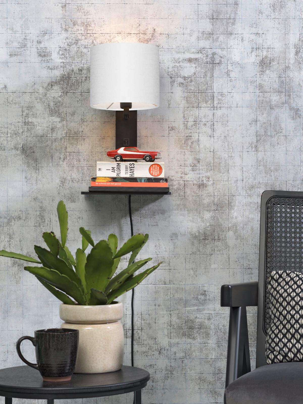 Stenska Svetilka Andes, Bela, Črna - črna/bela, Trend, tekstil/les (19/24/36cm) - Good & Mojo