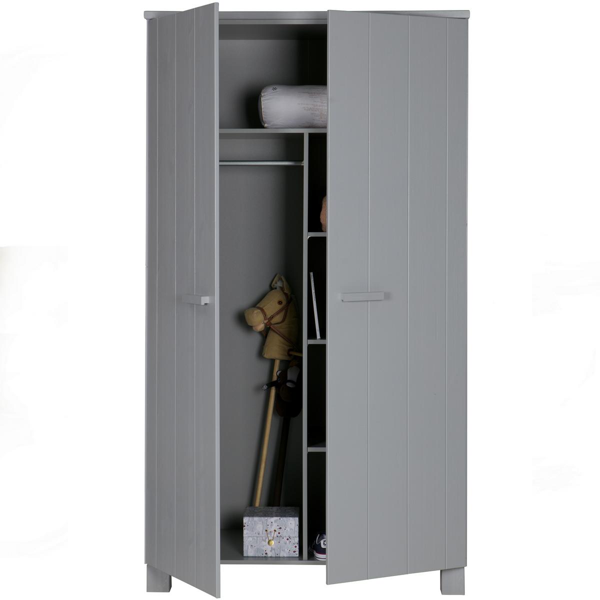 Garderobenschrank Dennis Grau - Grau, Design, Holz (111/202/55cm) - Livetastic