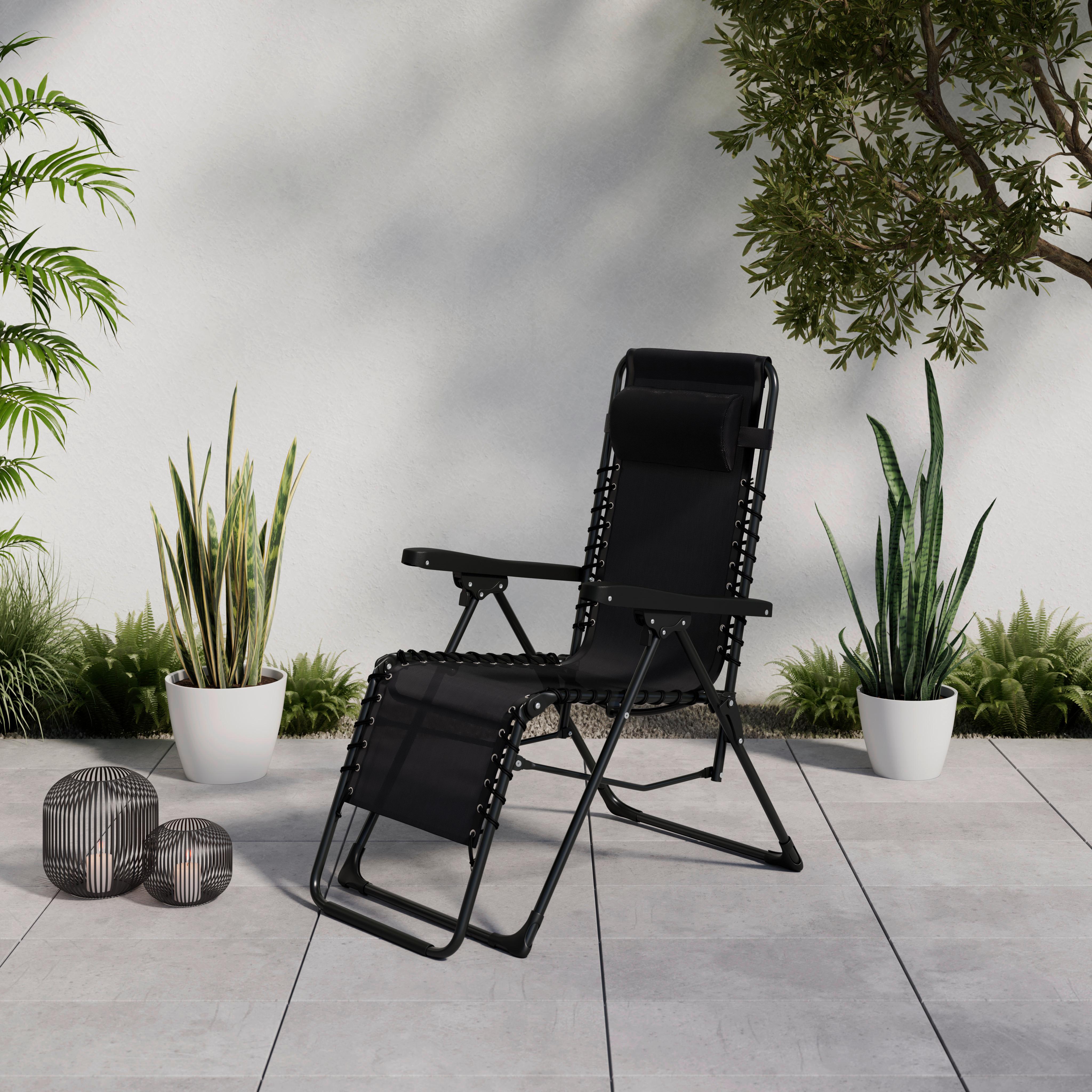 Gartensessel Marcel Schwarz - Schwarz, Basics, Kunststoff/Textil (153/108/63,5cm) - Mömax