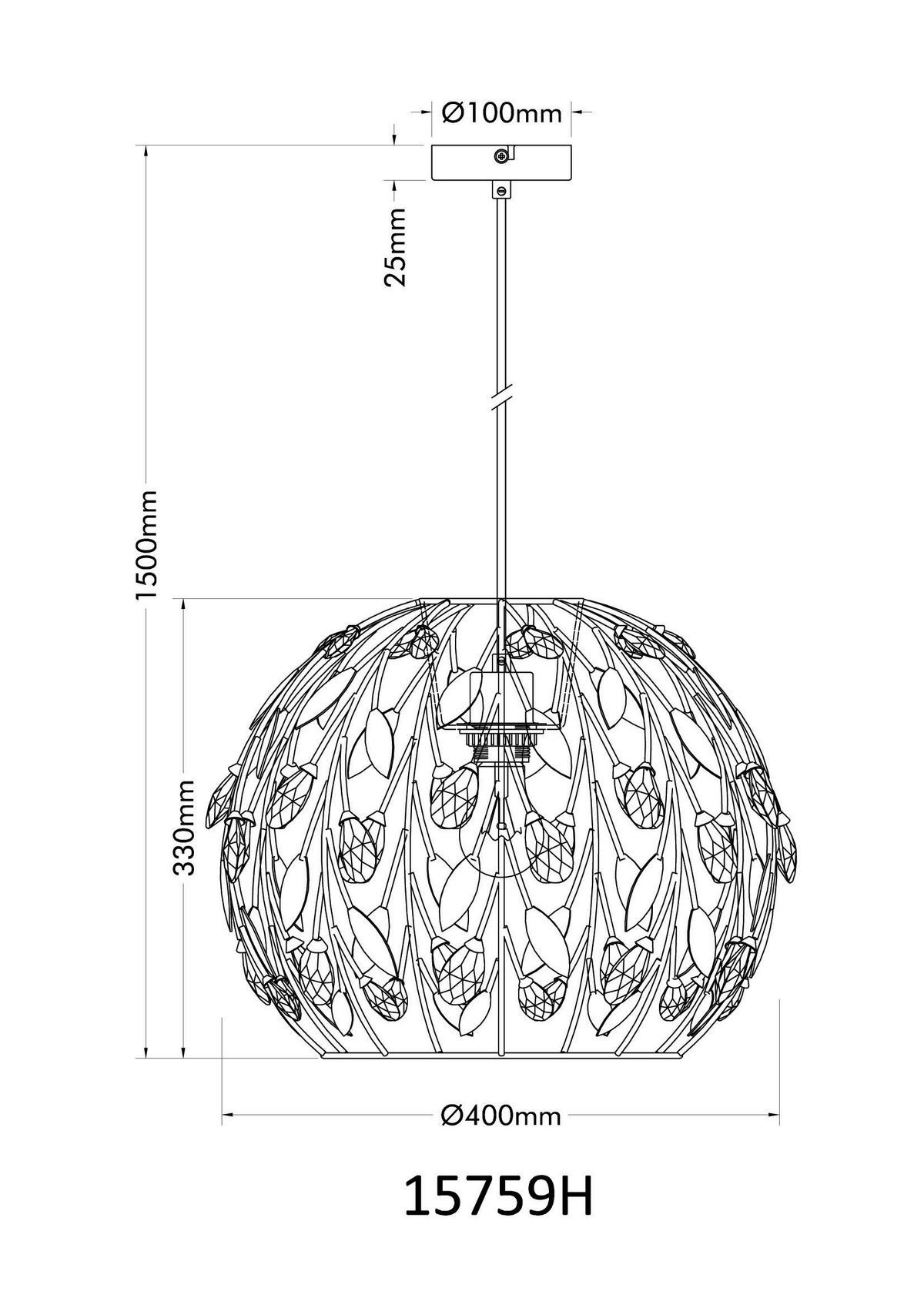 HÄNGELEUCHTE 15759H MIKA - Klar/Goldfarben, Basics, Kunststoff/Metall (40/150cm) - Globo