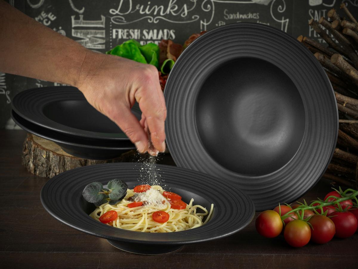 Pastatellerset Lava Stone Schwarz, 4-teilig - Schwarz, Basics, Keramik (30cm) - Creatable