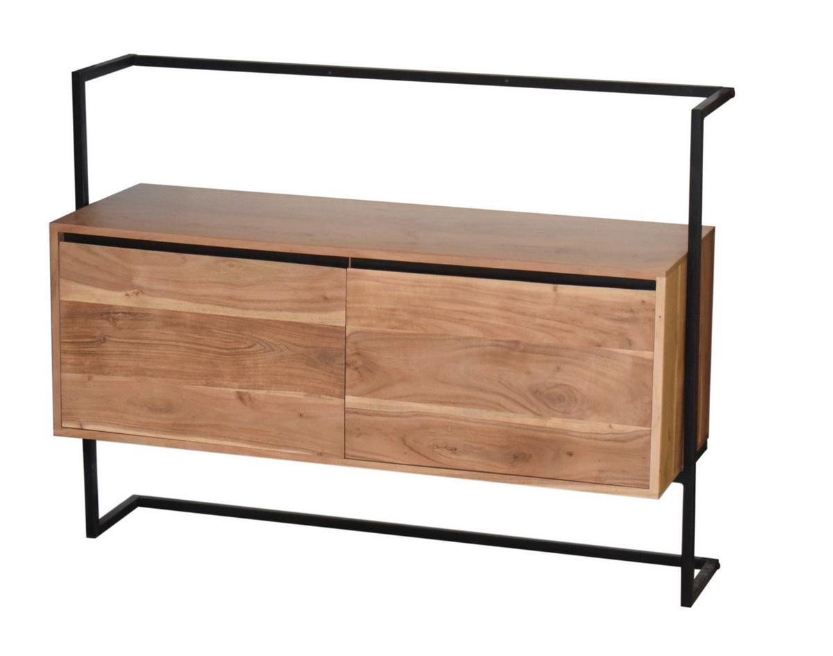 KOMODA NISKA FLY -STUDIO- - kolor akacjowy/czarny, Lifestyle, metal/drewno (118/90/40cm) - Zandiara