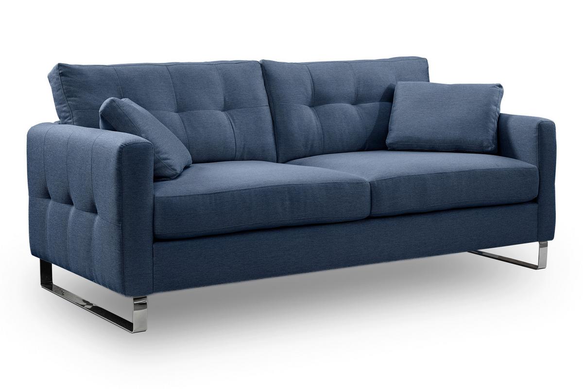 2,5-Sitzer-Sofa Hera Dunkelblau - Chromfarben/Dunkelblau, Basics, Holz/Textil (203/92/94cm) - MID.YOU