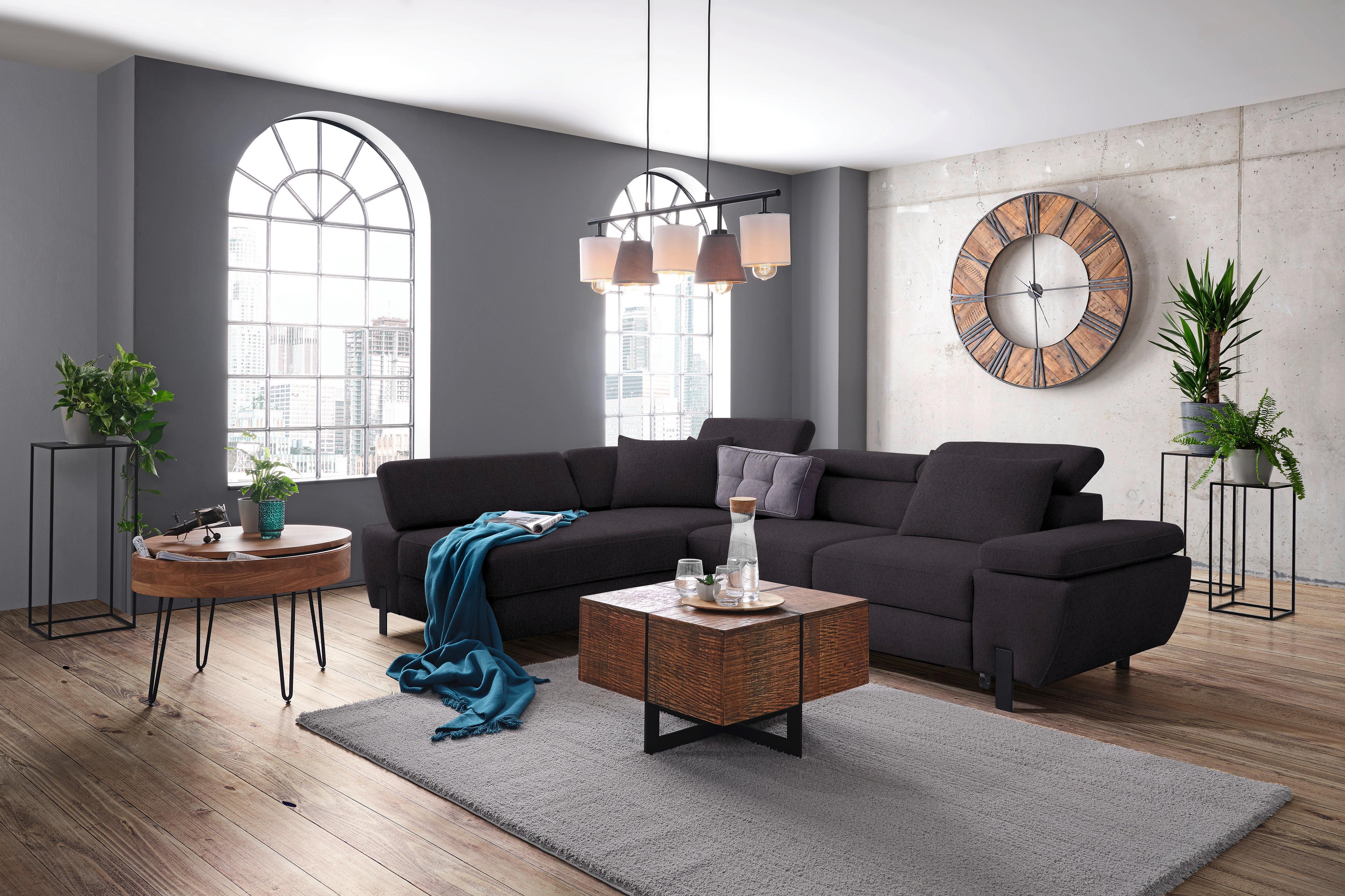 Ecksofa Molina Mini Schwarz - Schwarz, MODERN, Textil/Metall (189/277cm) - Mömax