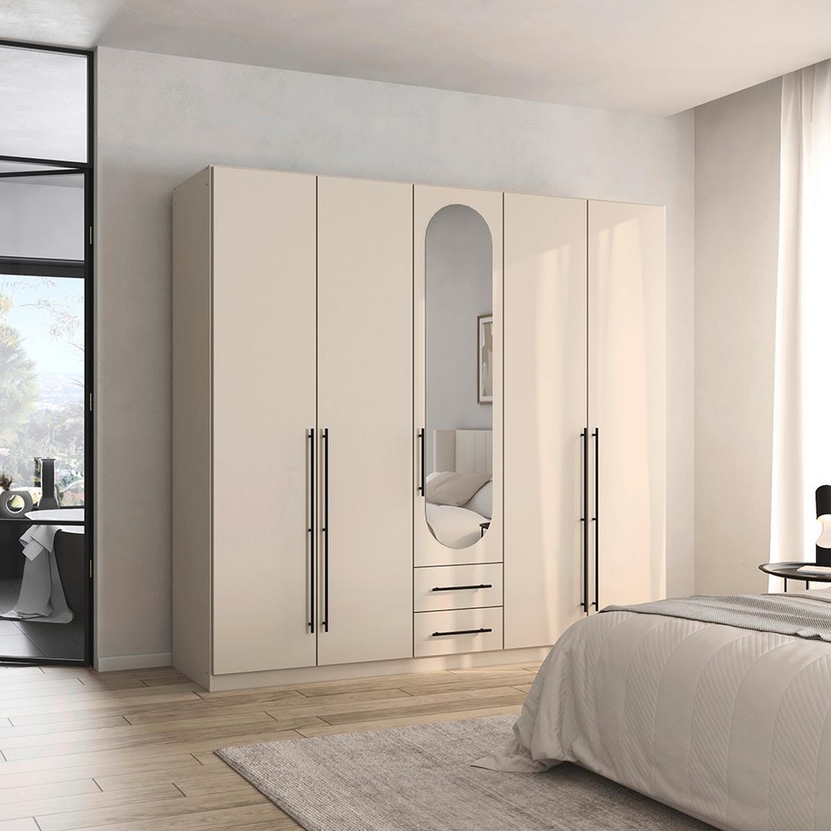 Dulap cu uși rotative VELORA - șampanie, Konventionell, material pe bază de lemn (226/210/54cm) - Mömax