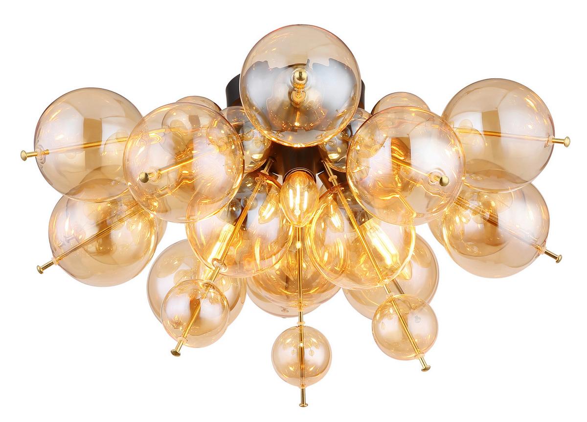 Deckenleuchte Udo Goldfarben max. 25 Watt - Goldfarben/Schwarz, Design, Glas/Metall (55/28cm) - Globo