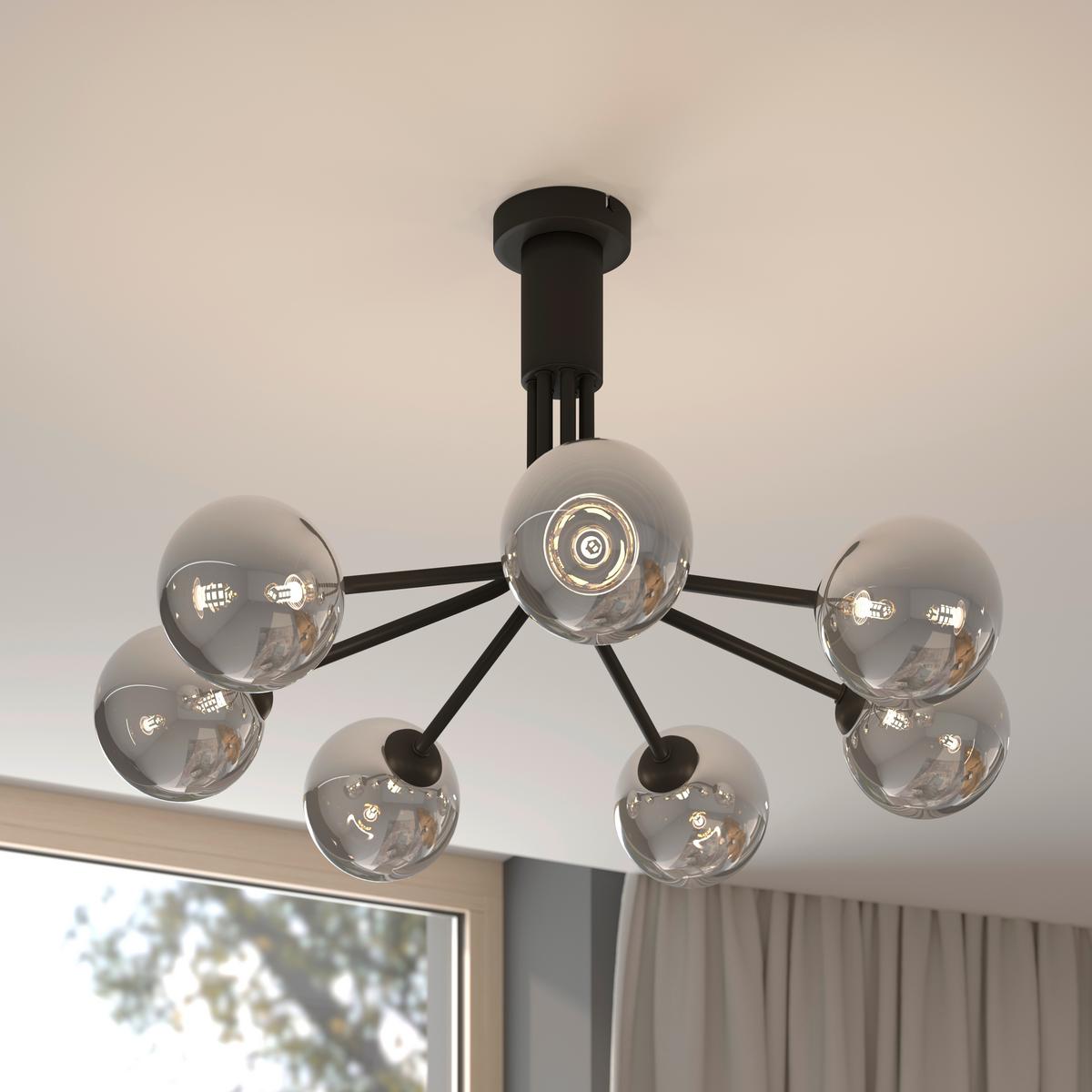 LAMPA SUFITOWA WIDNES - ciemnoszary, Design, metal/szkło (65/40cm) - Novel