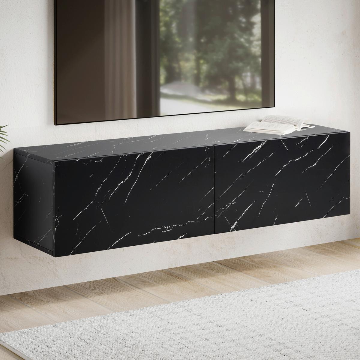 Nizka Omarica Marble, Črna - črna, Design, leseni material (120/30/30cm) - MID.YOU