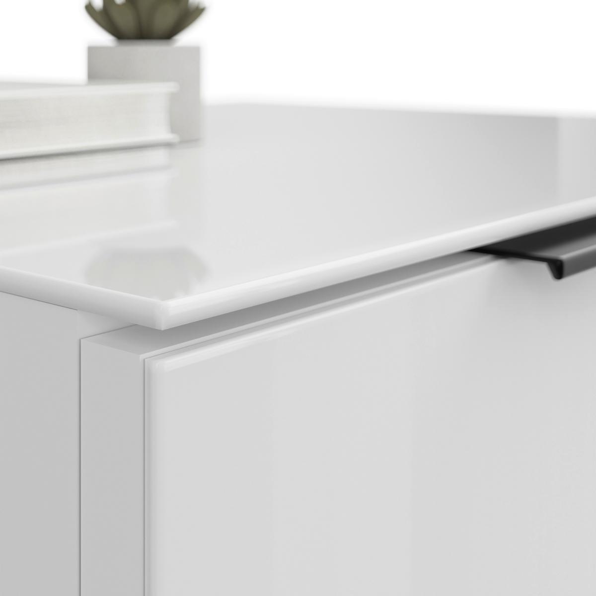 KOMODA NISKA STYLE - biały wysoki połysk/czarny, Basics, materiał drewnopochodny/tworzywo sztuczne (180/53,9/40cm)